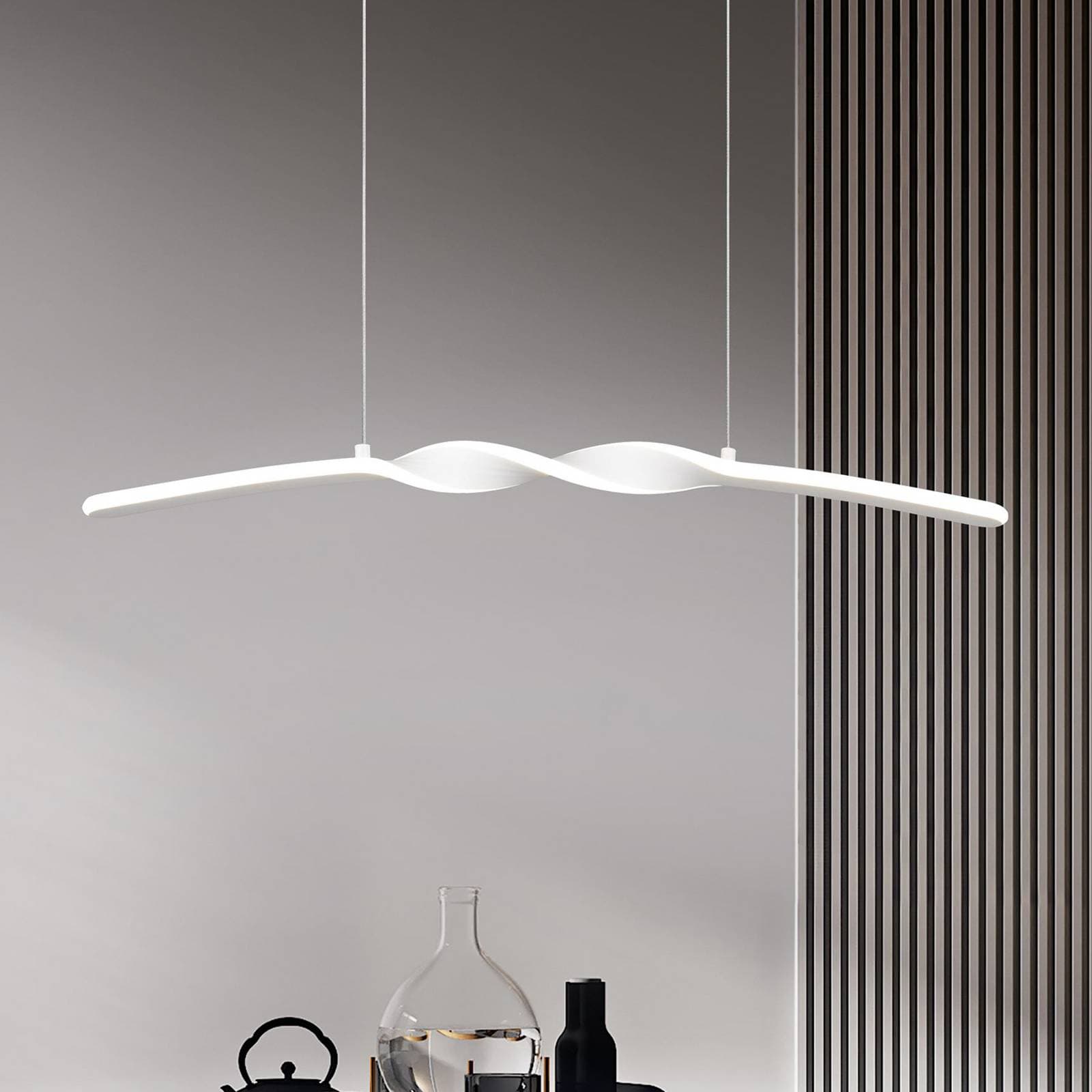 LED závesné svietidlo Ginko, biela matná, kov, dĺžka 79 cm
