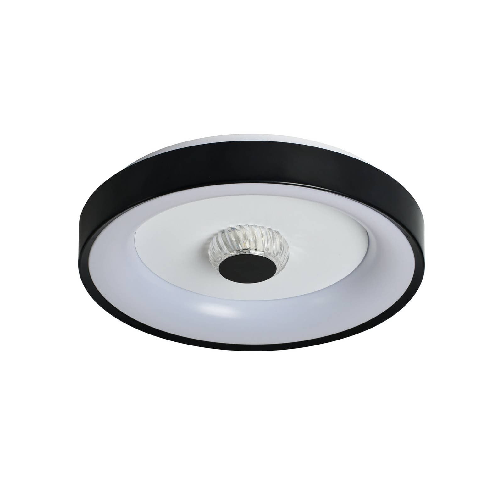 Stropné LED svetlo Polka, čierno-biele, Ø 38 cm, železo/akryl