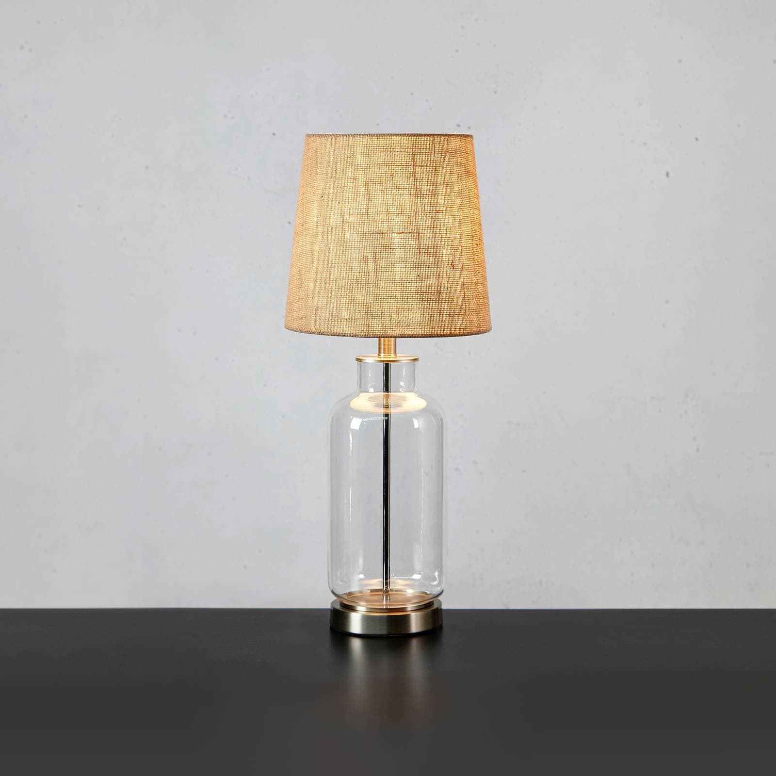Stolová lampa Costero, transparentná/prírodná, 61,5 cm