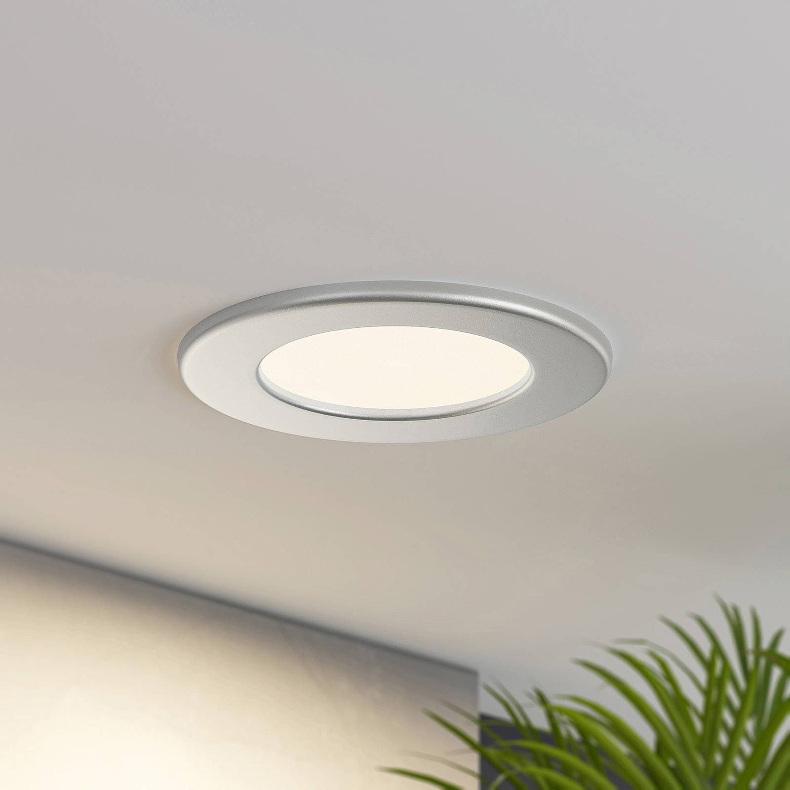 Prios LED vstavané svietidlo Cadance, strieborné, 12 cm, sada 10 ks, CCT
