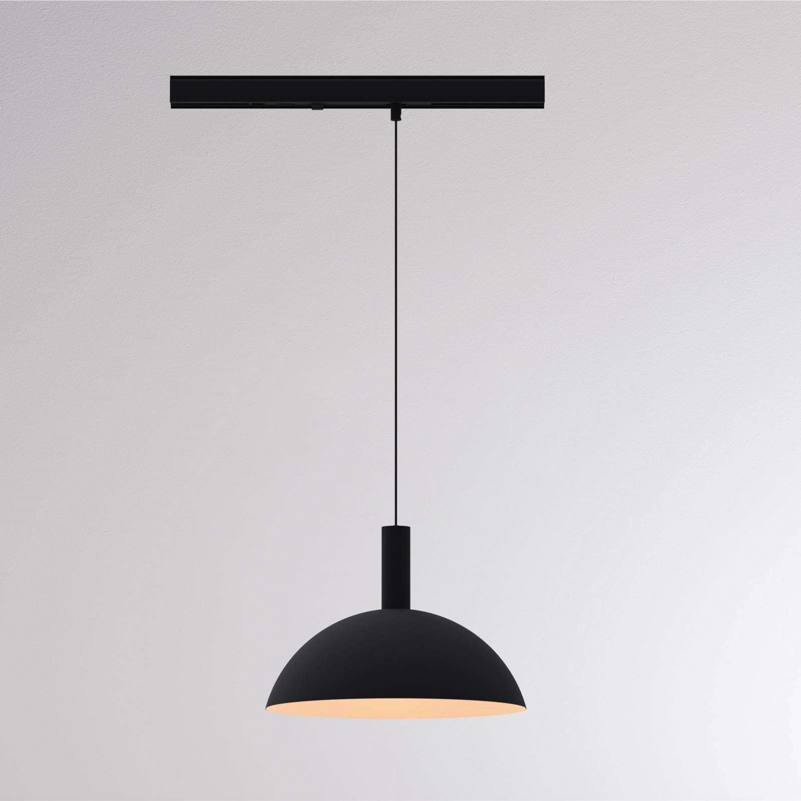 LED závesné svietidlo na lištu LORA II, čierne, Ø 24 cm, 40°, CCT, 3-fázové