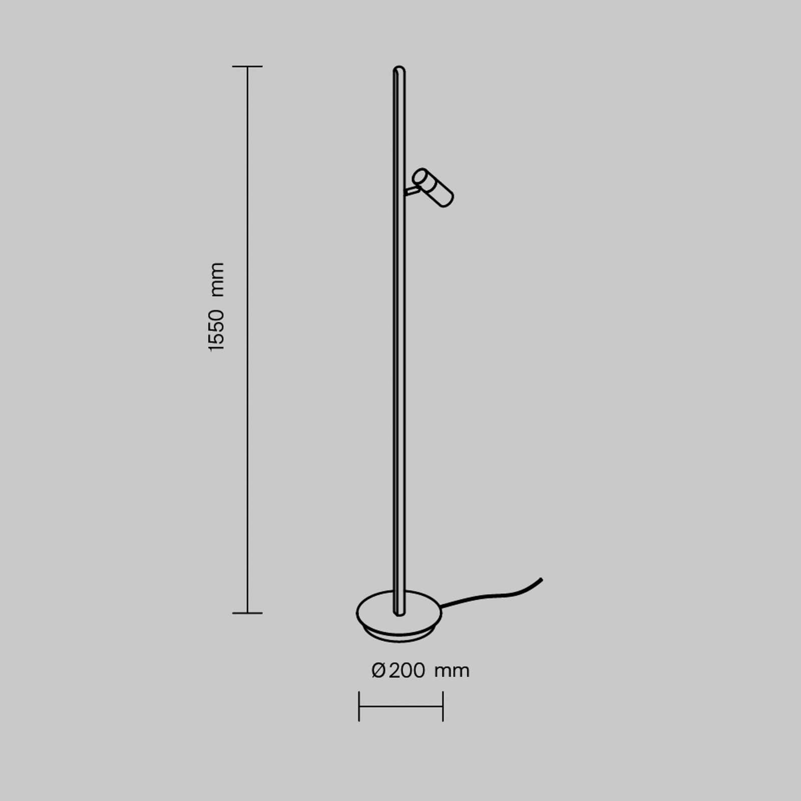 Maytoni LED stojacia lampa Thin, čierne, hliník, výška 155 cm, stmievateľné