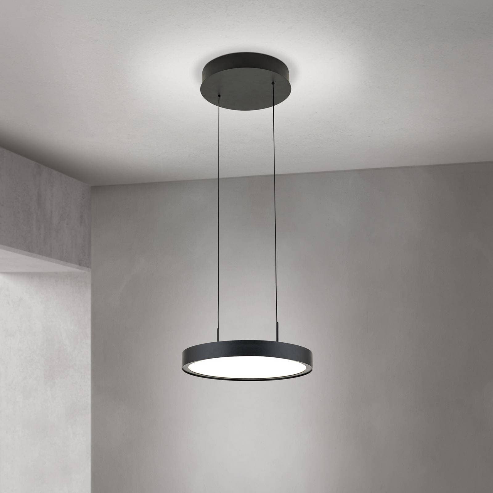 LED závesné svietidlo Teide, čierne, 1-plameňové, kov, 2700 K
