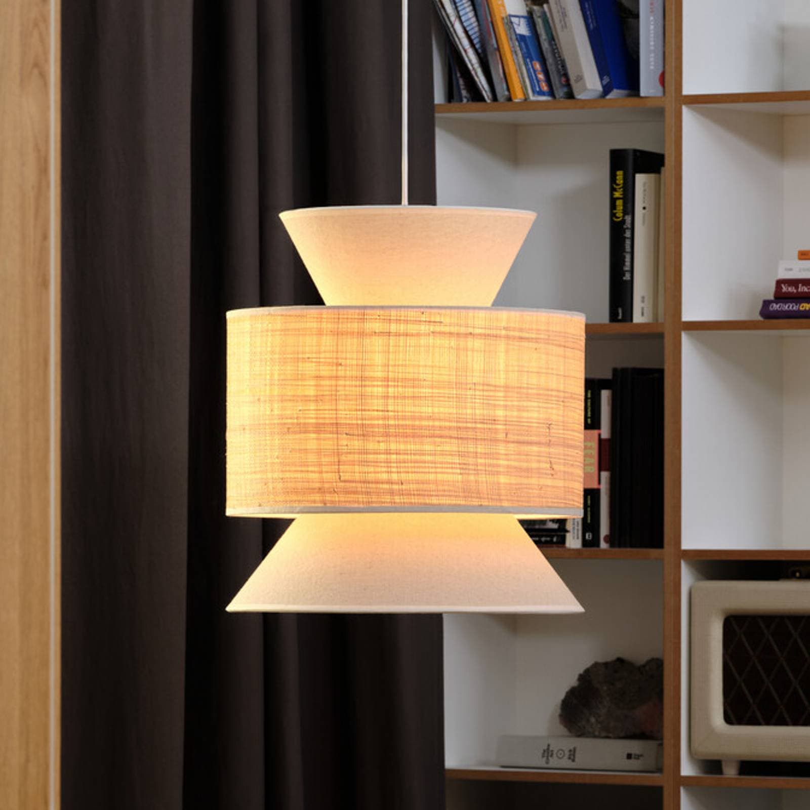 OSRAM závesné svietidlo Decor Wrap Cone, béžové, rafia, ľan, E27