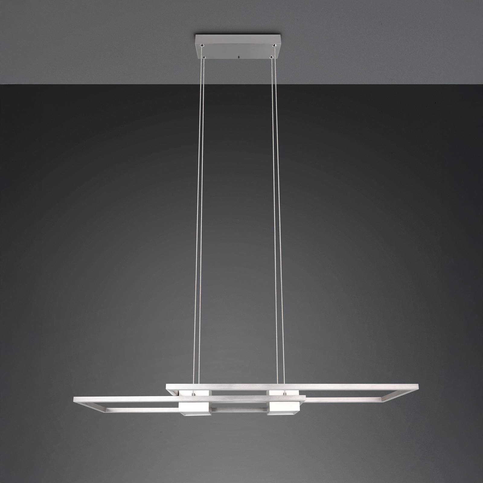 Závesné svietidlo Albany LED, nikel, 100 x 28 cm, hliník, stmievateľné CCT