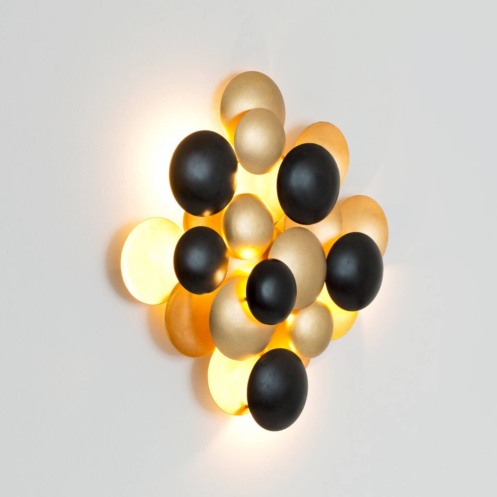 LED nástenné svetlo BOLLADARIA, čierna/zlatá, 56 x 55 cm, kovová, stmievateľné