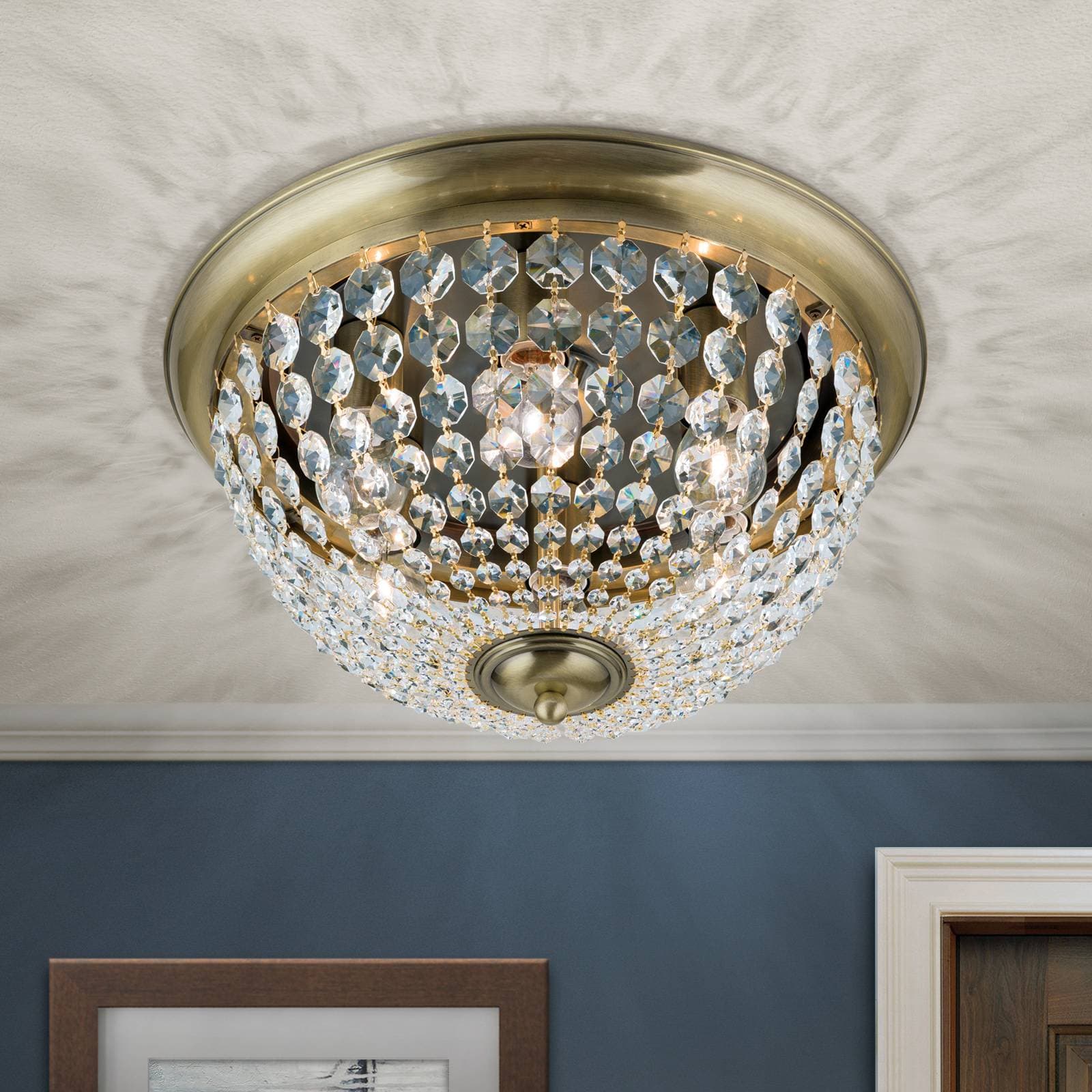 Stropné svietidlo Plafond, patina/priehľadné, Ø 47 cm