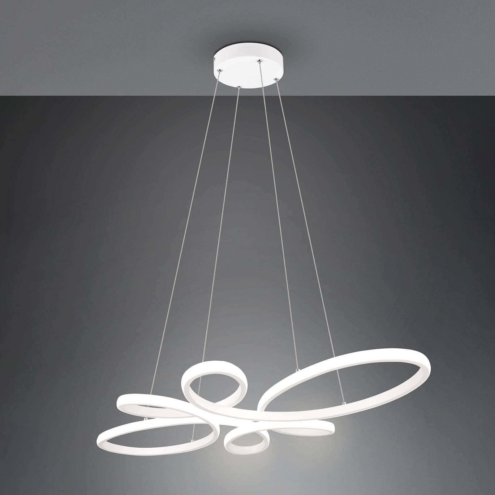 Závesné svetlo Fly LED, matná biela, 4 000 K, 83 cm x 45 cm