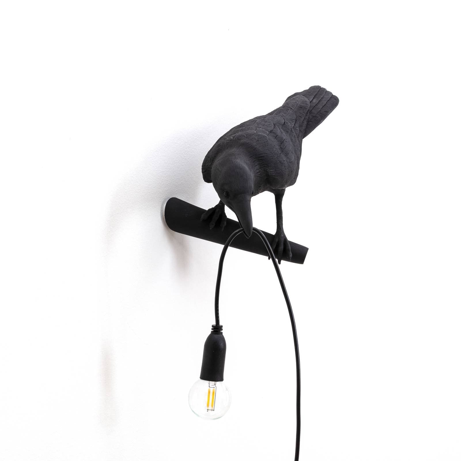 SELETTI Bird Lamp dekoratívna lampa pohľad zľava čierna