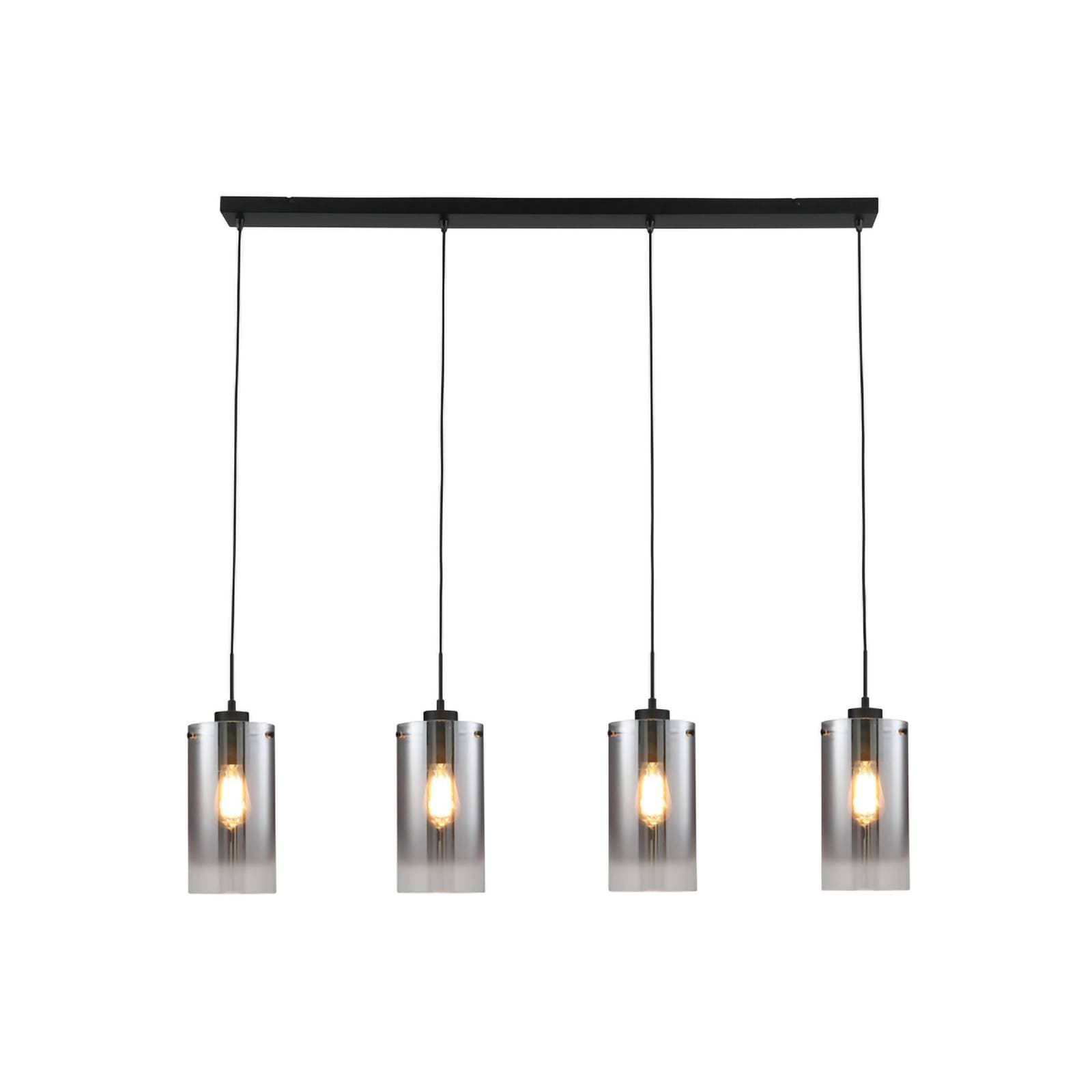 Závesná lampa Ventotto, čierna/dymová, dĺžka 125 cm, 4 svetlá.