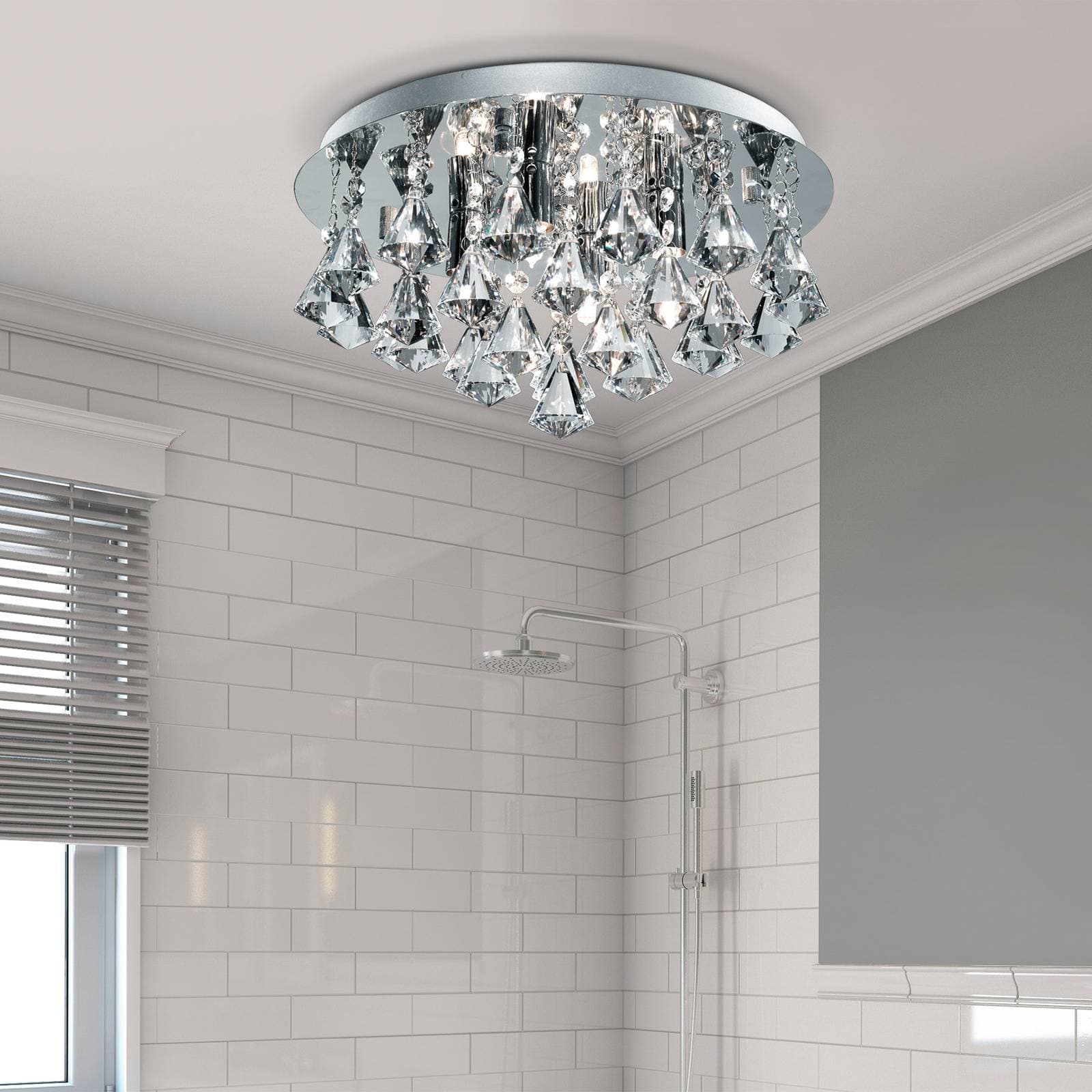 Stropné svietidlo Hanna, okrúhle, IP44 38 cm chróm