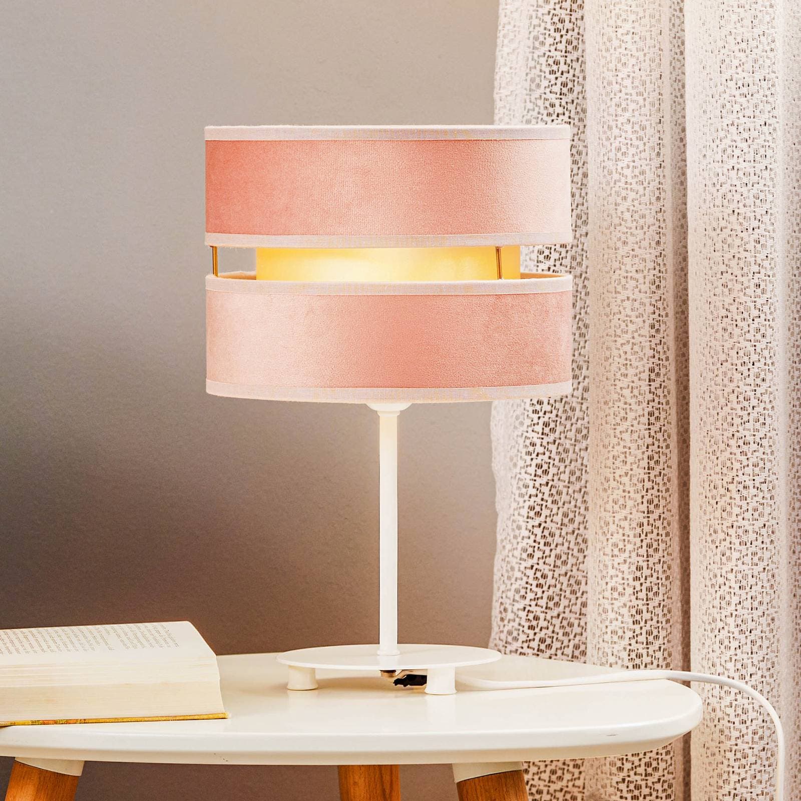 Stolová lampa Golden Duo výška 30 cm svetloružová/zlatá