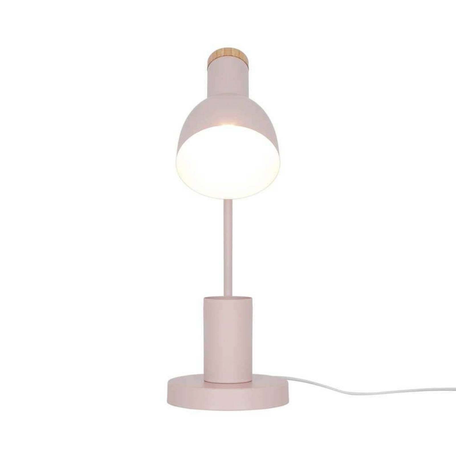 Stolová lampa Devone, prachovo ružová, výška 43 cm, kov