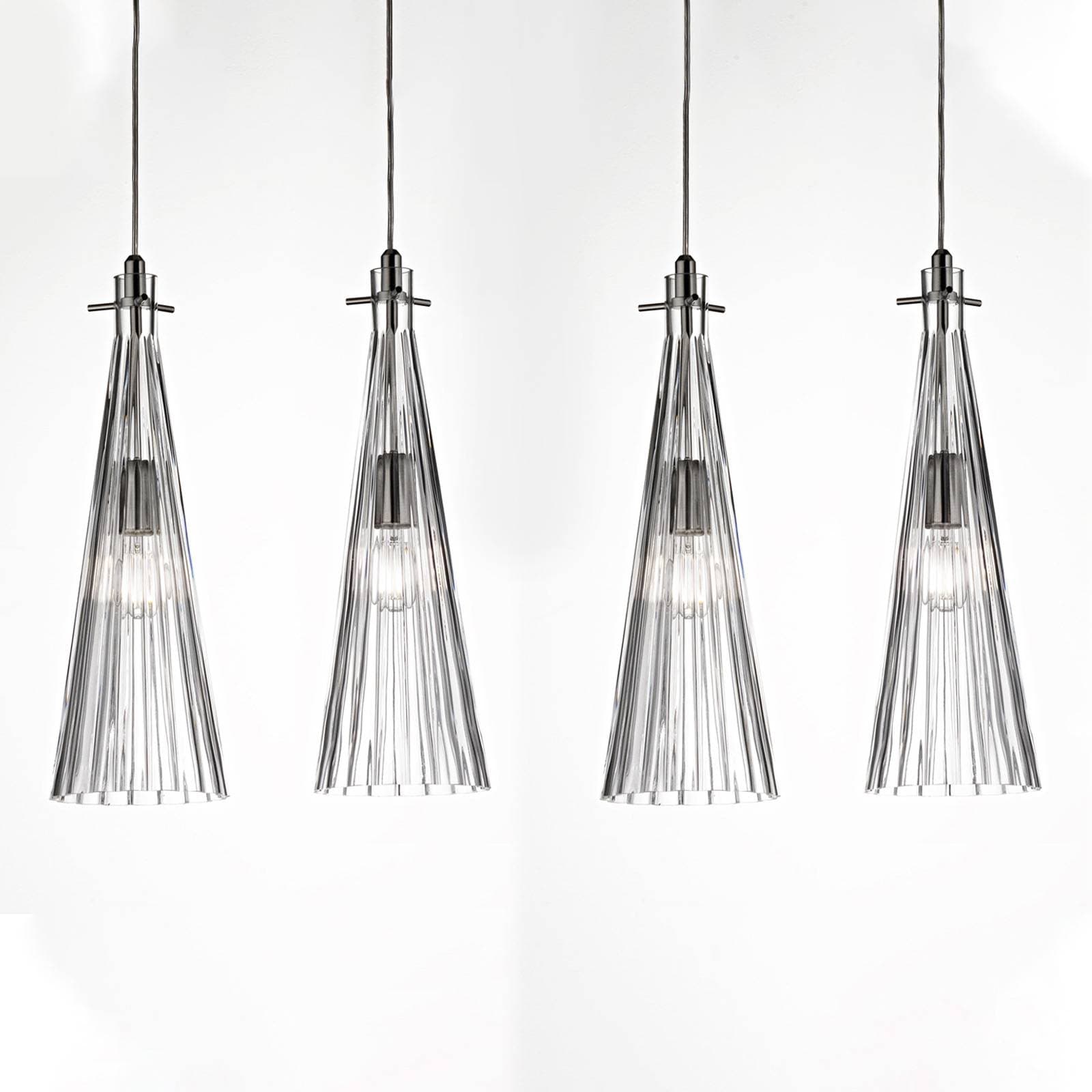 Závesná lampa Costa Rica, 4-plameňová, priehľadná