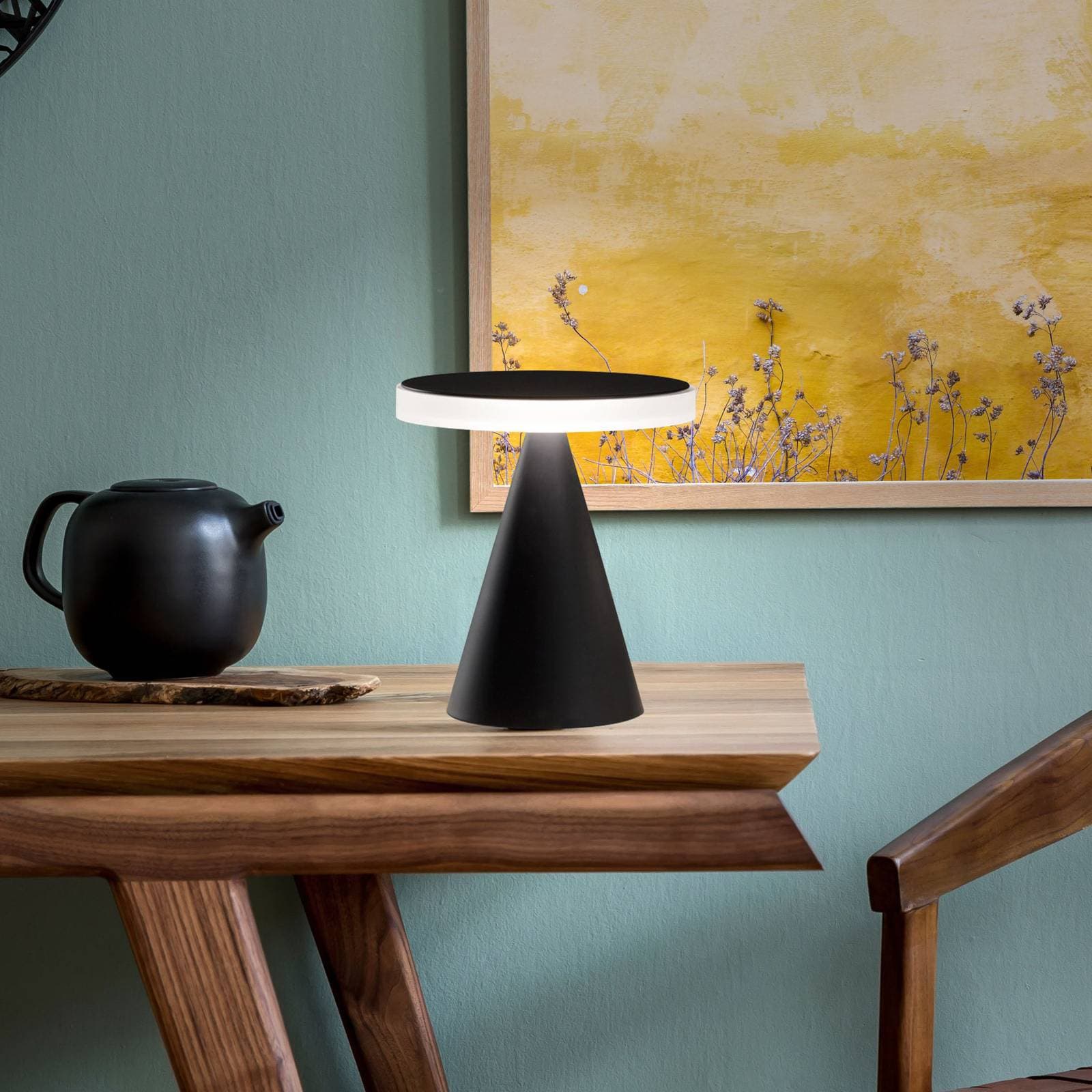 Stolná lampa Neutra LED, výška 27 cm, čierna, dotykový stmievač