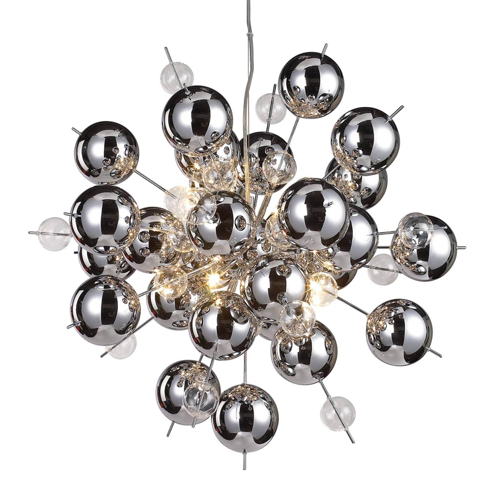 Závesná lampa Wakusei zo skla 65 cm chróm
