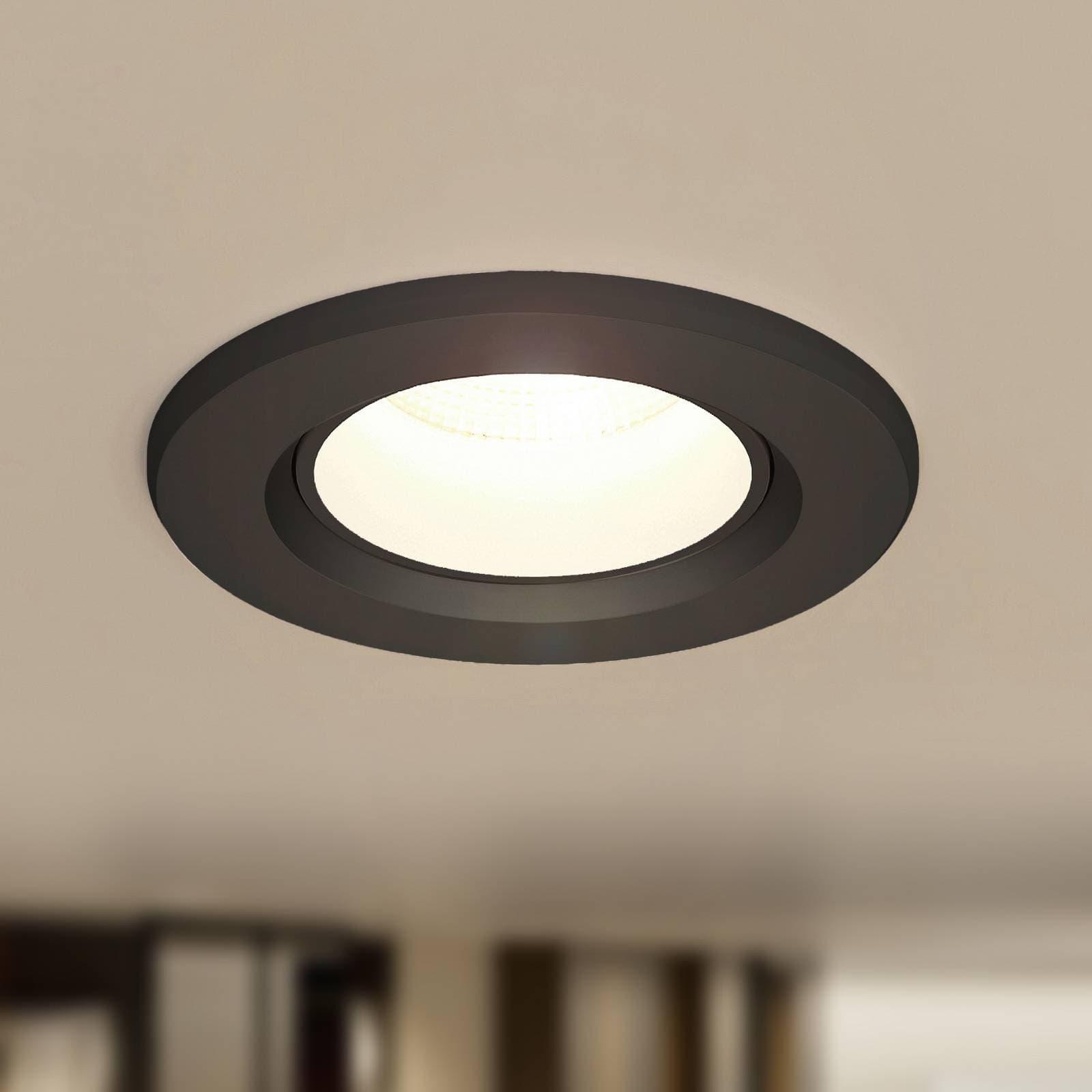 Prios LED vstavané svetlo Shima, čierne, 7 W, 3000K, stmievateľné