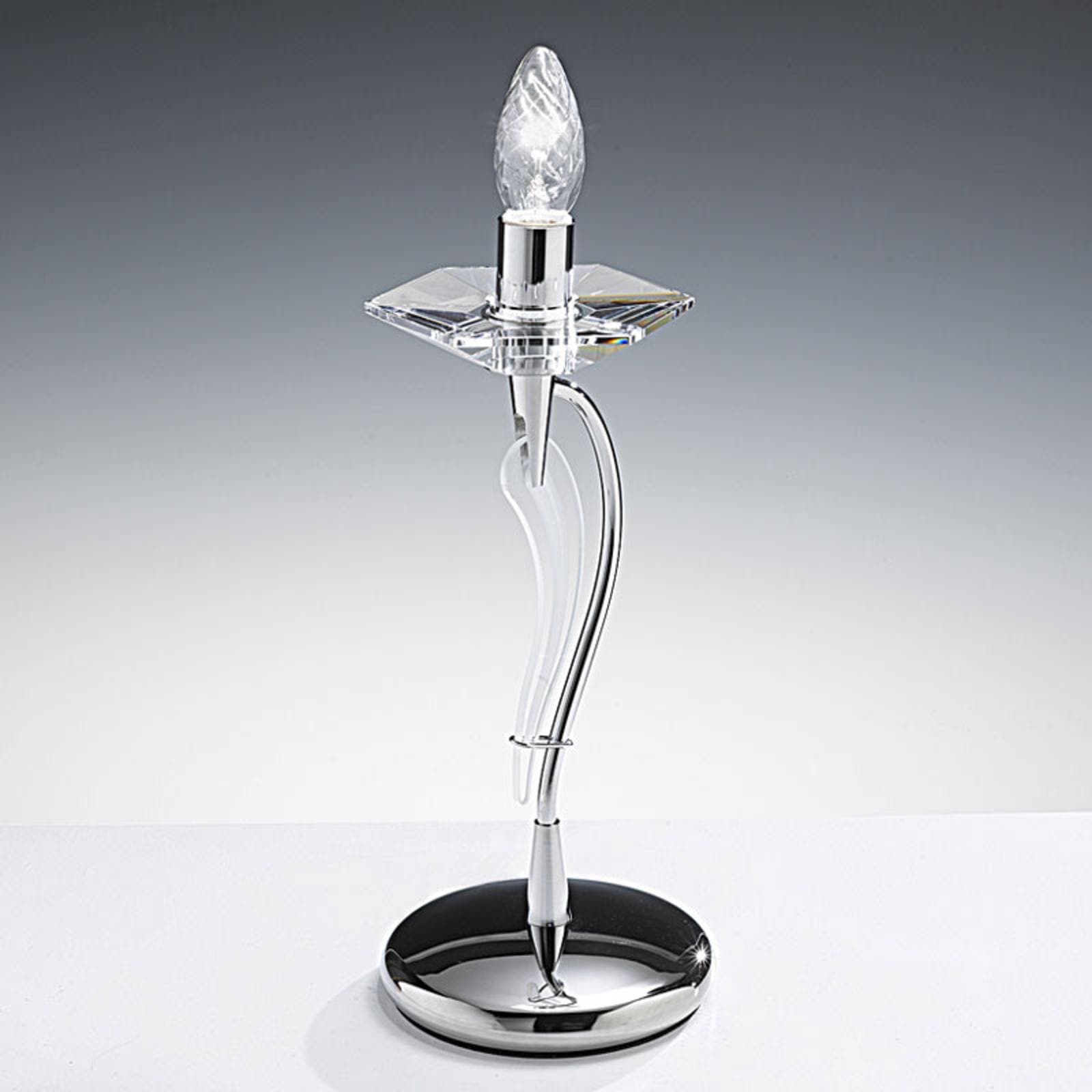 Stolná lampa Icaro krištáľové sklo, chróm