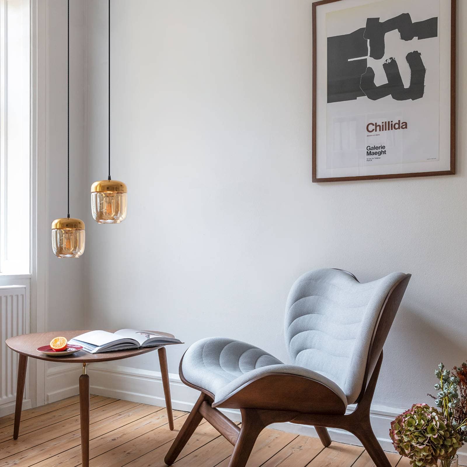 UMAGE Acorn závesná lampa 2-pl. jantár mosadz