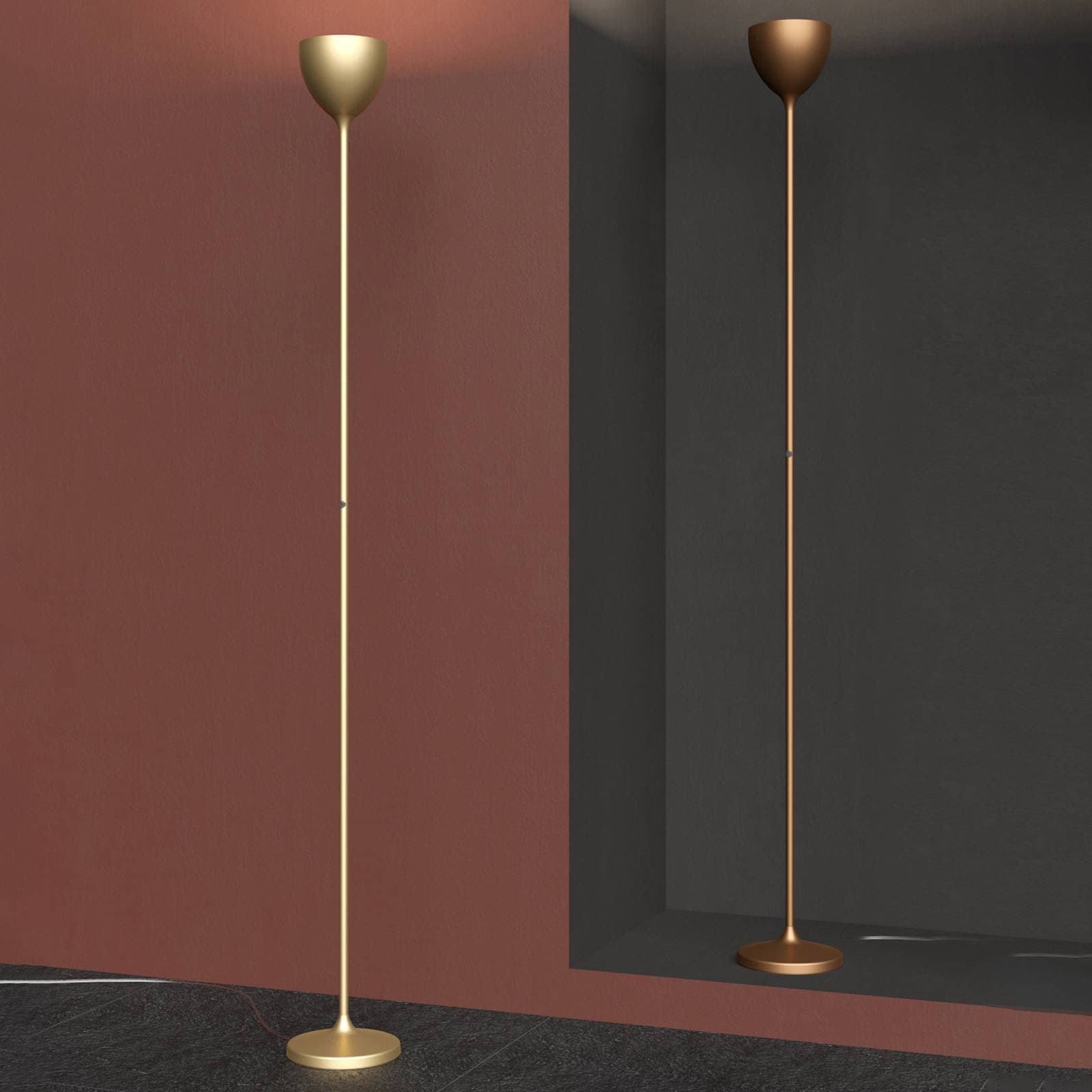 Rotaliana Drink LED stojacia lampa, luxusné zlaté