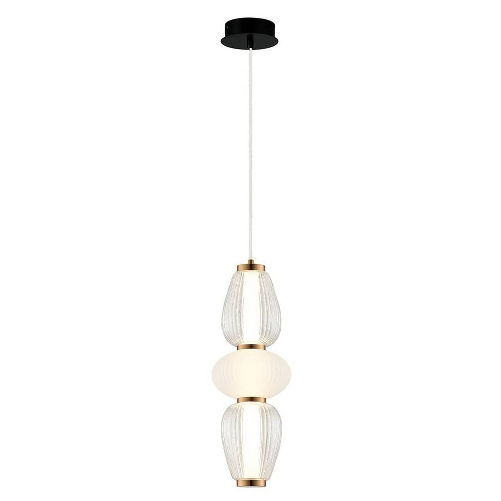 LED závesné svietidlo Shiny, Ø 16 cm, číre/biele, sklo