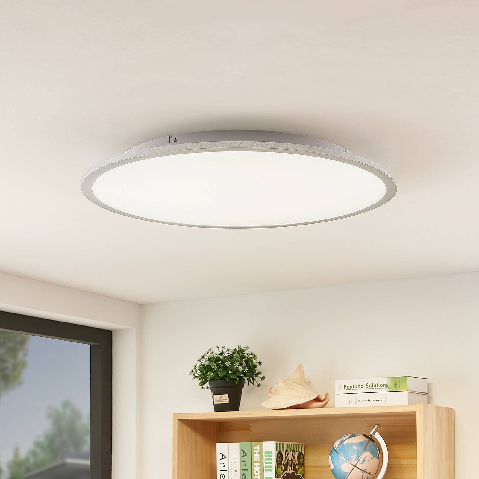 Lindby LED stropné svietidlo Narima, 4 000 K, Ø 60 cm, strieborná