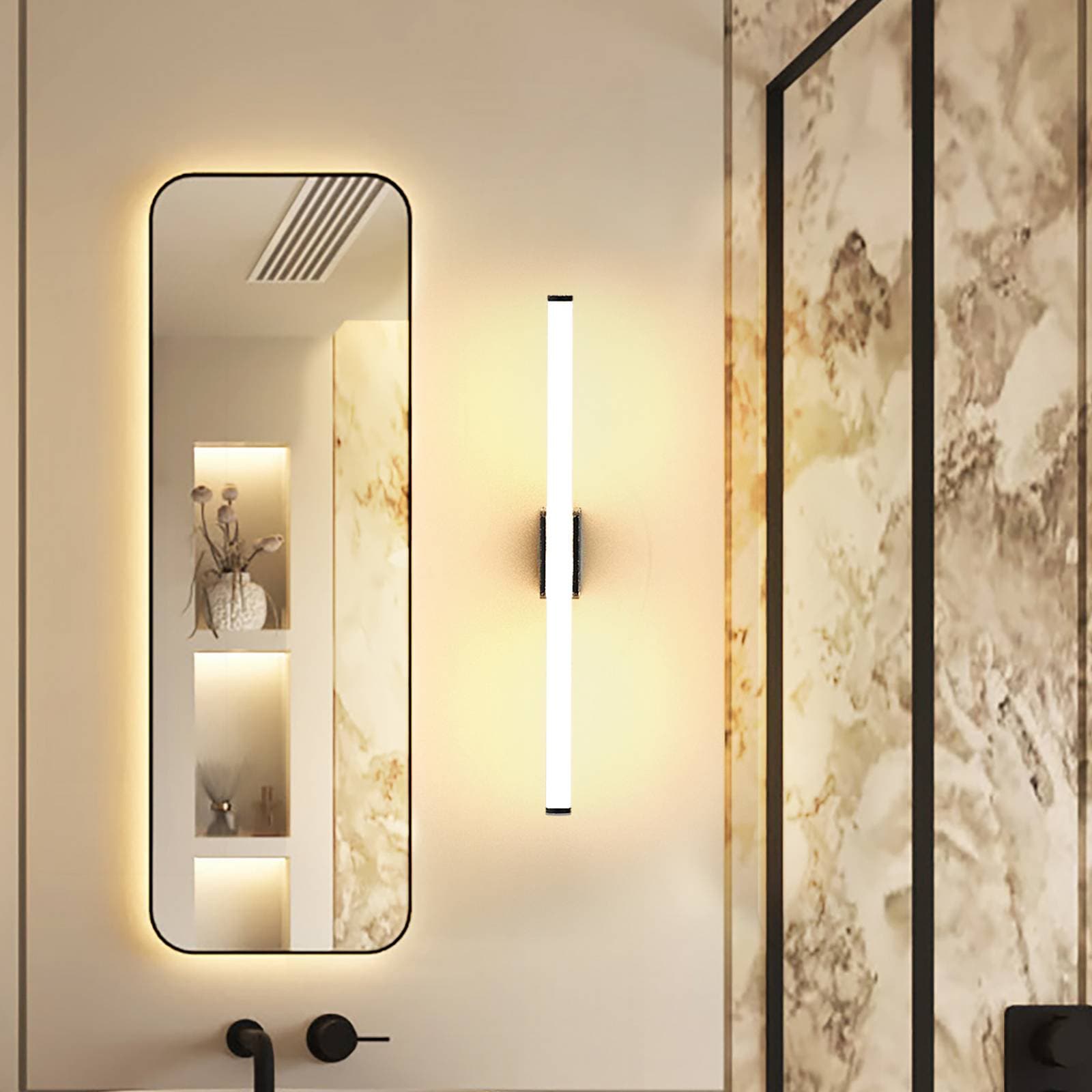 LED nástenné svetlo VINA S, čierna, šírka 40 cm, IP44, CCT