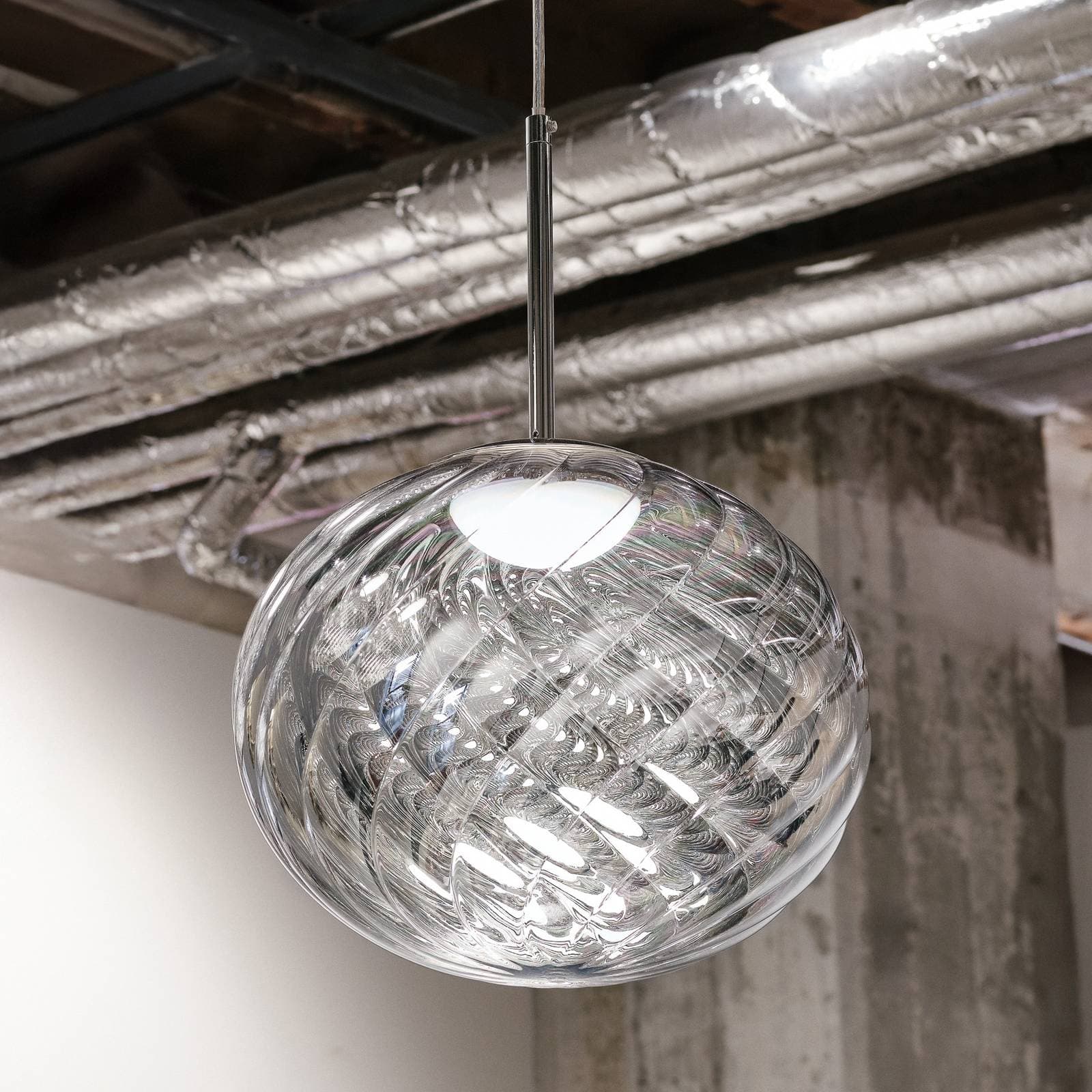 Tom Dixon LED závesné svietidlo Whirl, strieborná, 30 cm plast stmievateľné