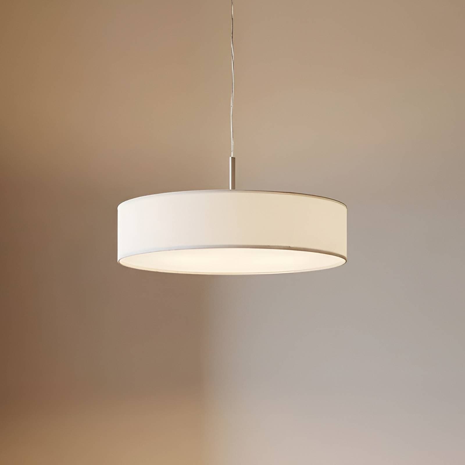 Lindby závesné svietidlo Sebatin, Ø 50 cm, biela, látka, E27