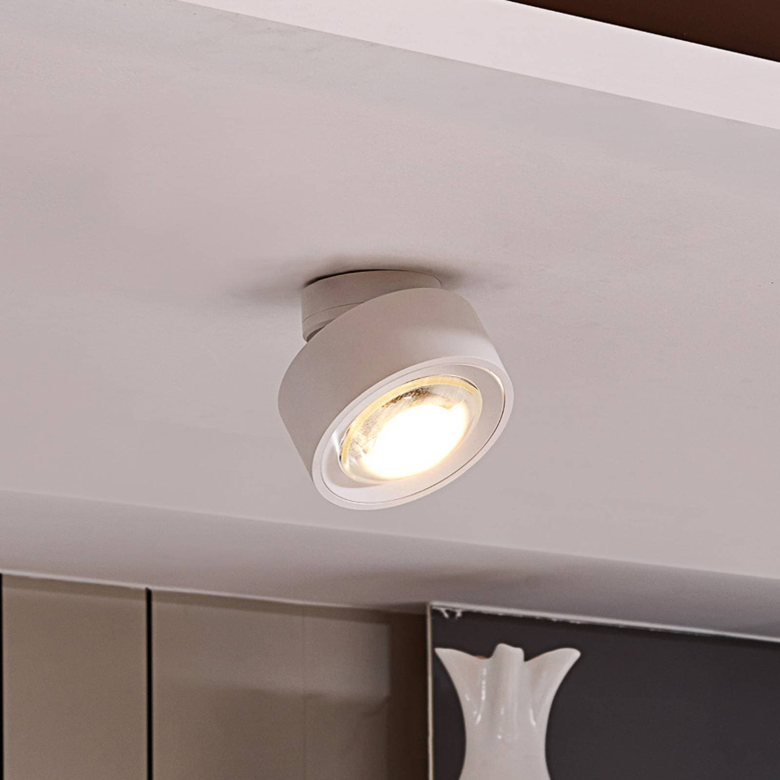 Stropné LED svetlo Arcchio Rotari, biele, 12 cm, otočné