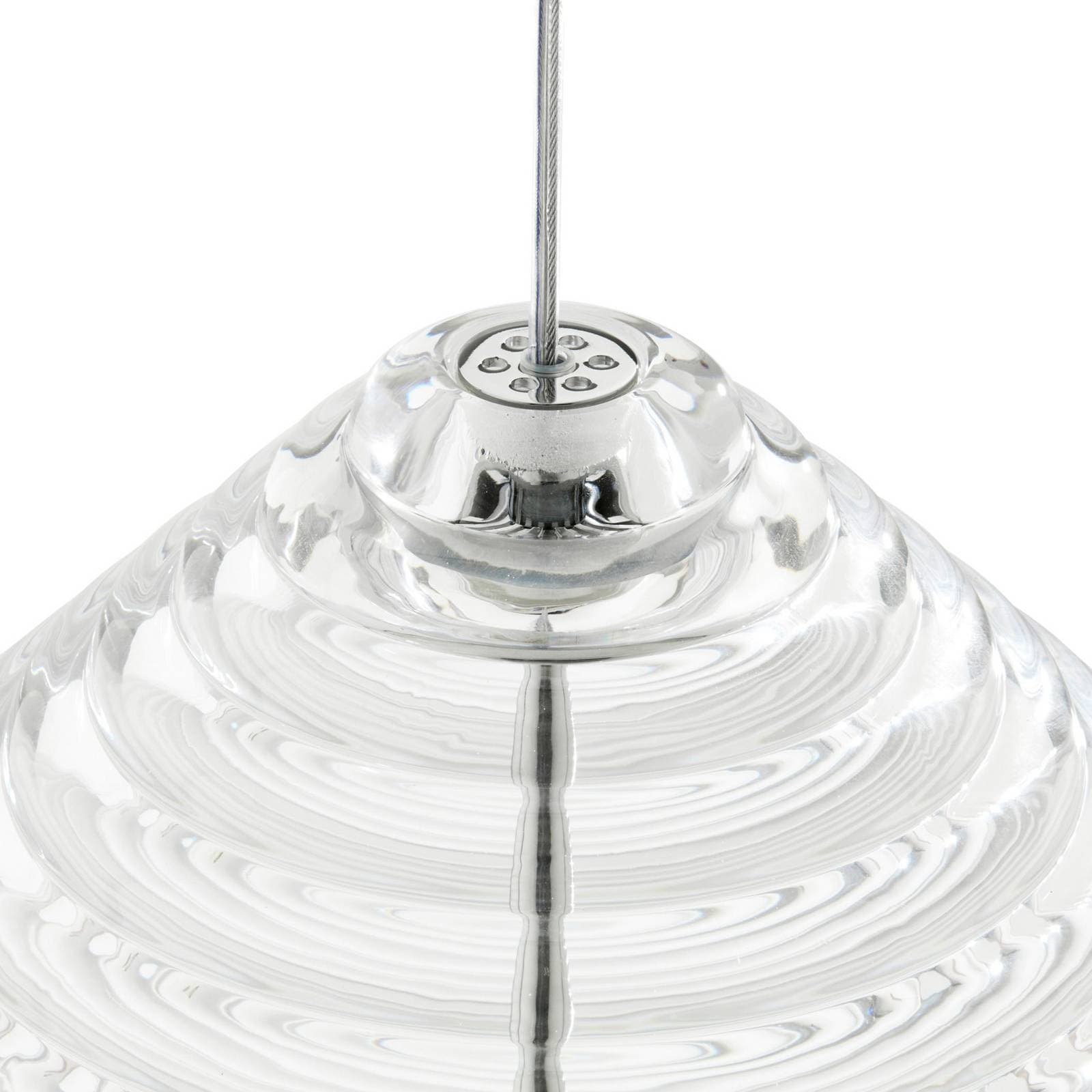 Tom Dixon LED závesné svietidlo Press Cone, číre, Ø 34 cm, 927