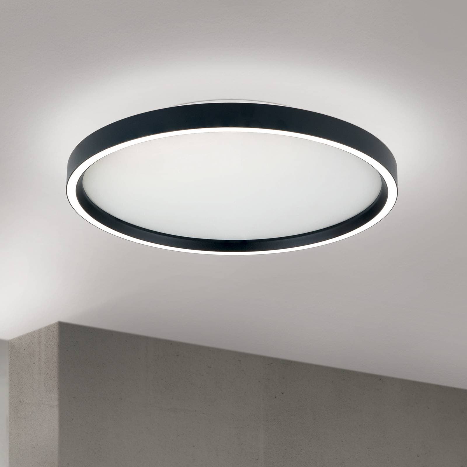 stropné LED svetlo MASCA, čierne, Ø 40 cm, CCT, kov, stmievateľné