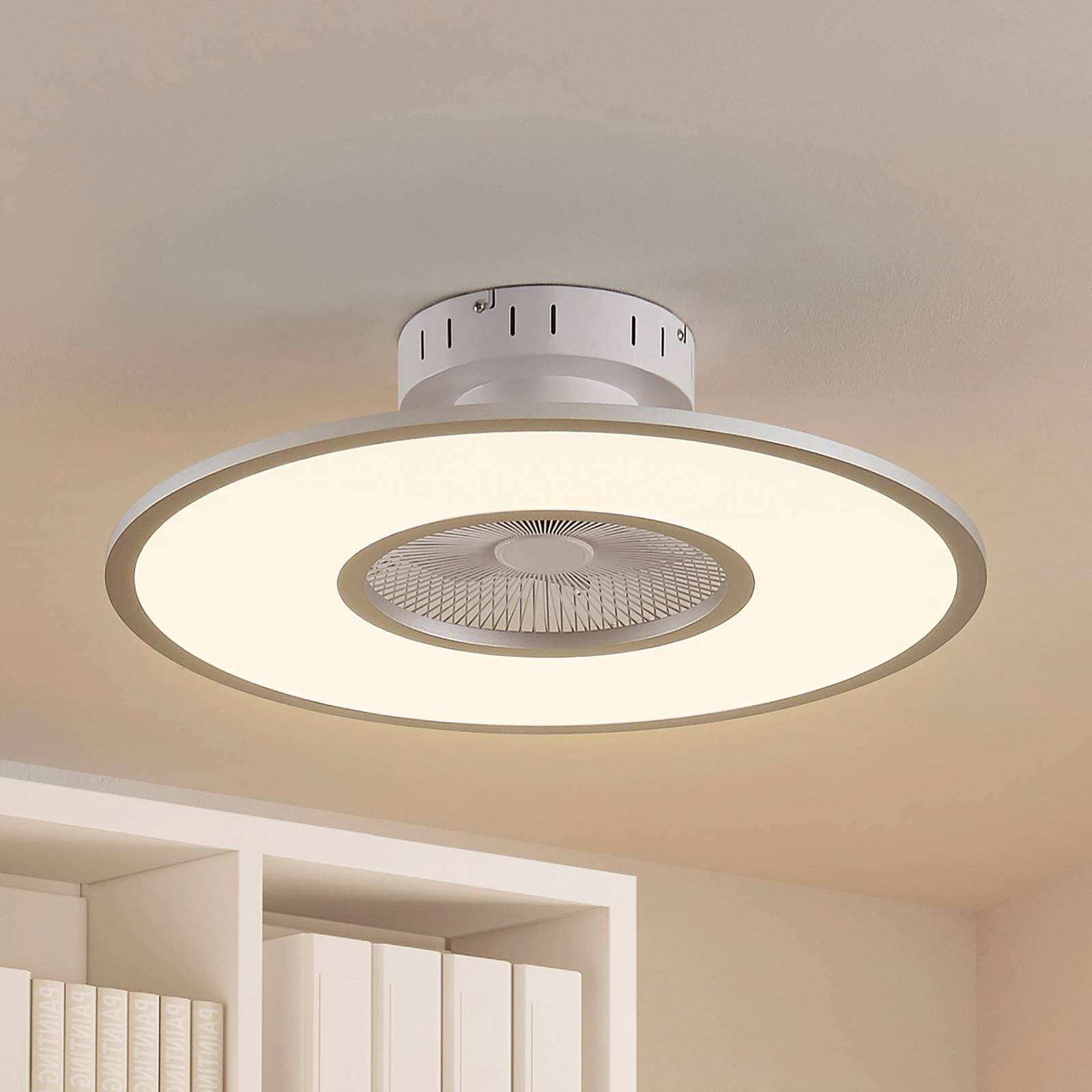 Lindby LED stropný ventilátor Romea, okrúhly, DC, tichý, 60 cm