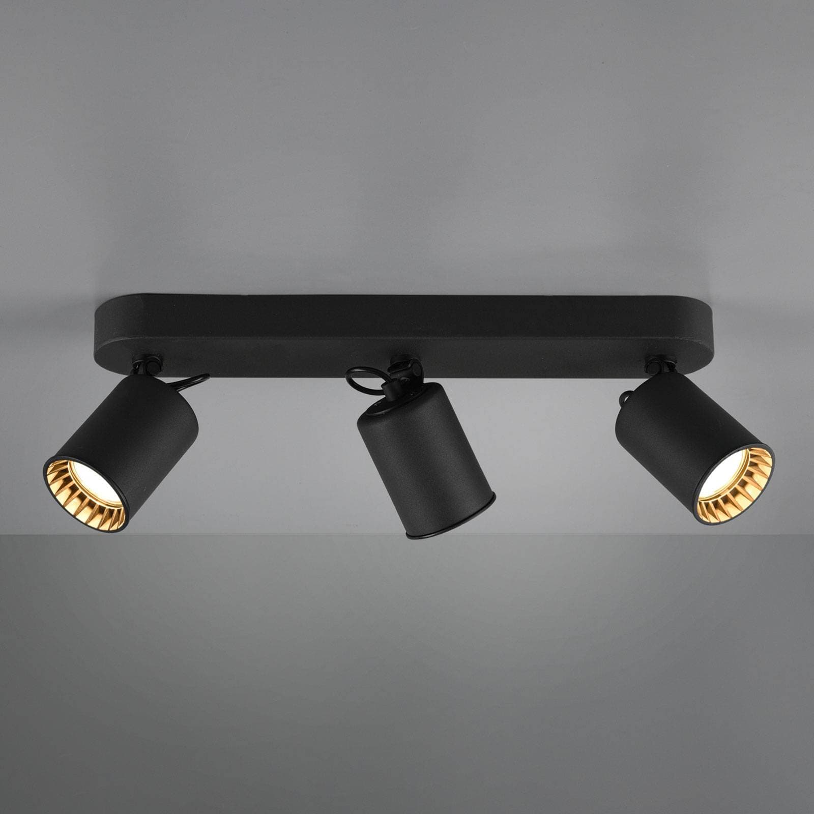 Stropná lampa Pago, 3 zdroje, čierna