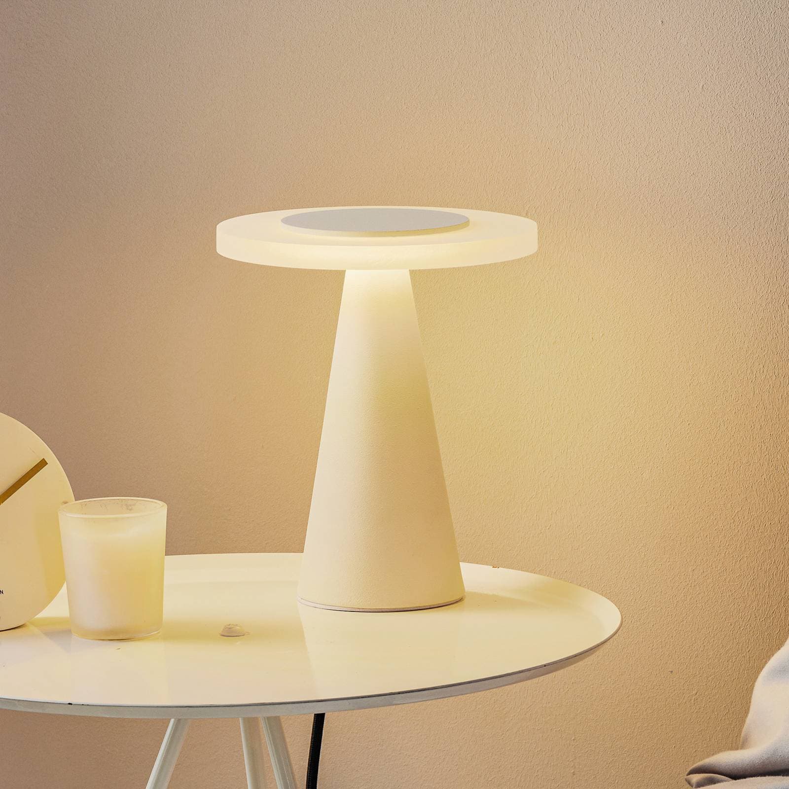 Helestra Bax stolová lampa dotykový stmievač biela