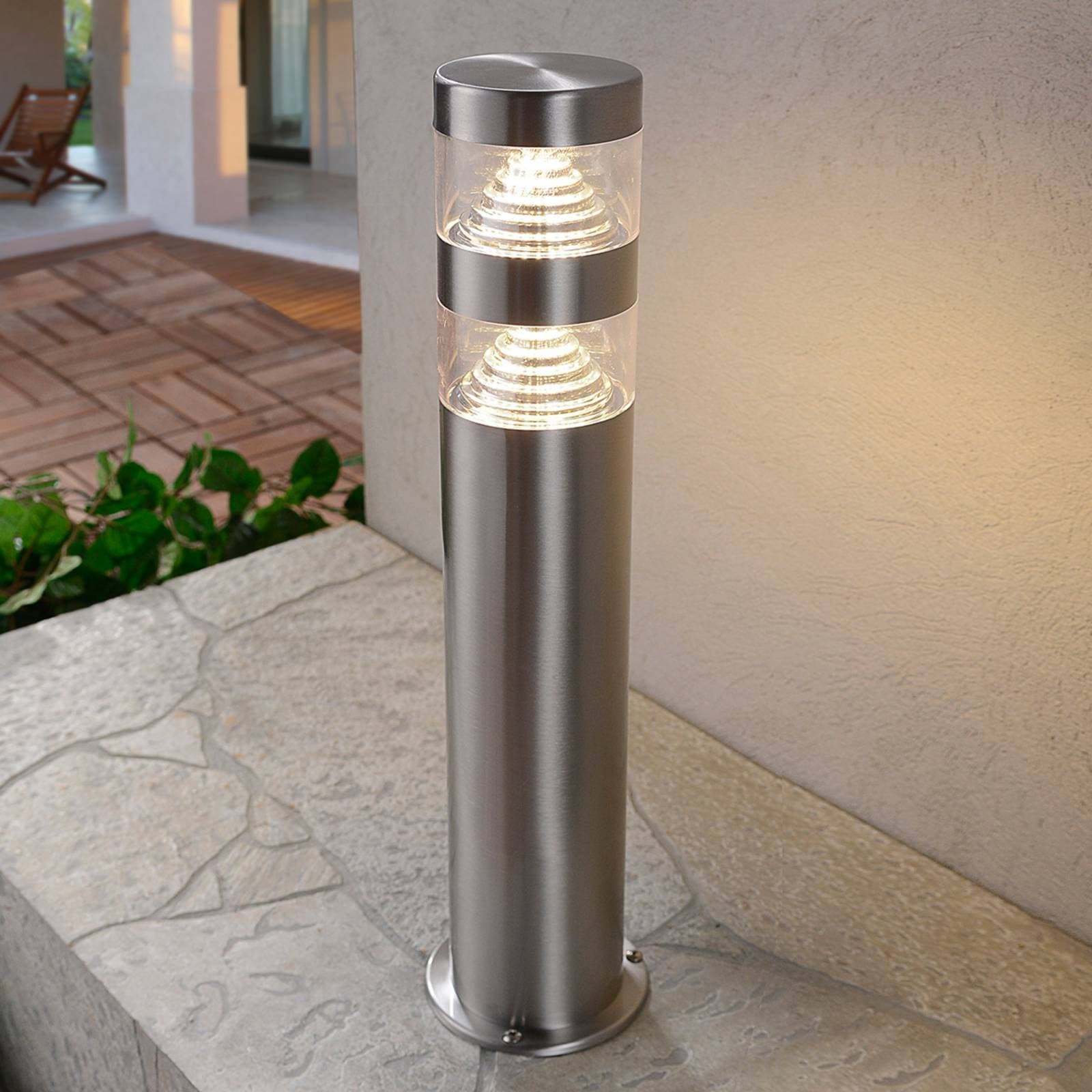 Lindby LED žiarovka Lanea, 40 cm, sivá, nerezová oceľ, IP44