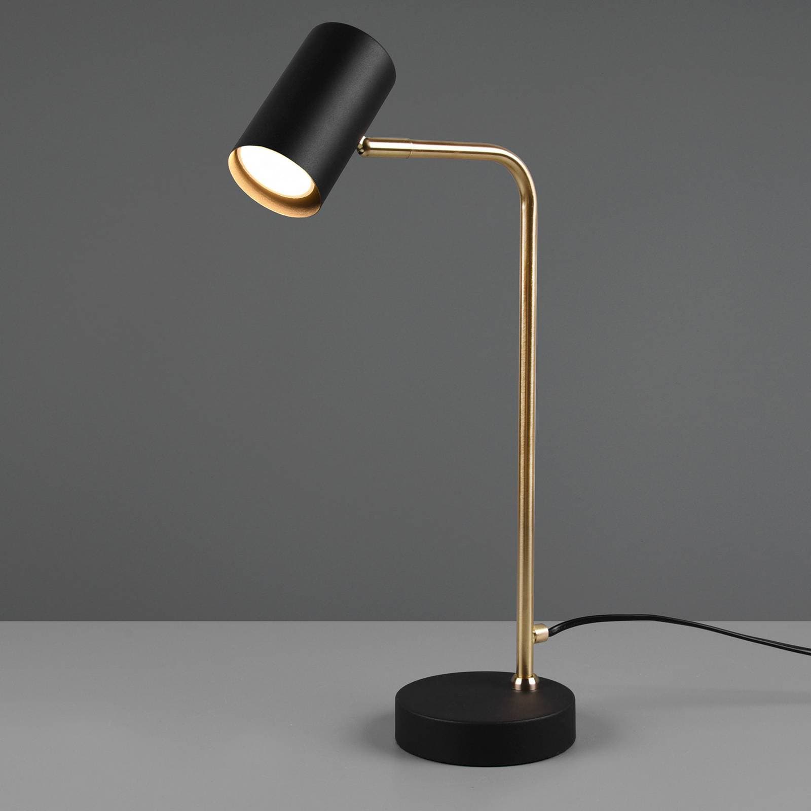 Stolná lampa Marley, čierna/mosadz, výška 45 cm, kov