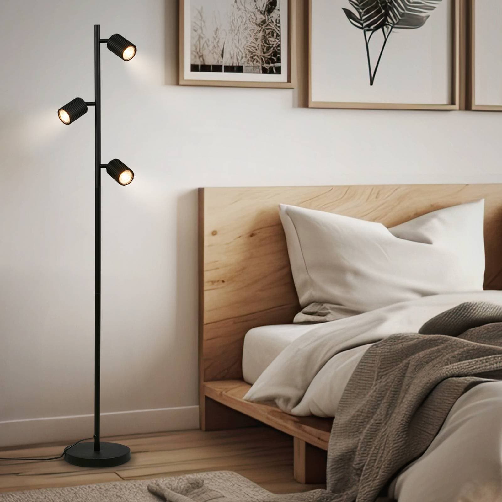 Stojacia lampa Ida, čierna, 3-pl., výška 141 cm, GU10