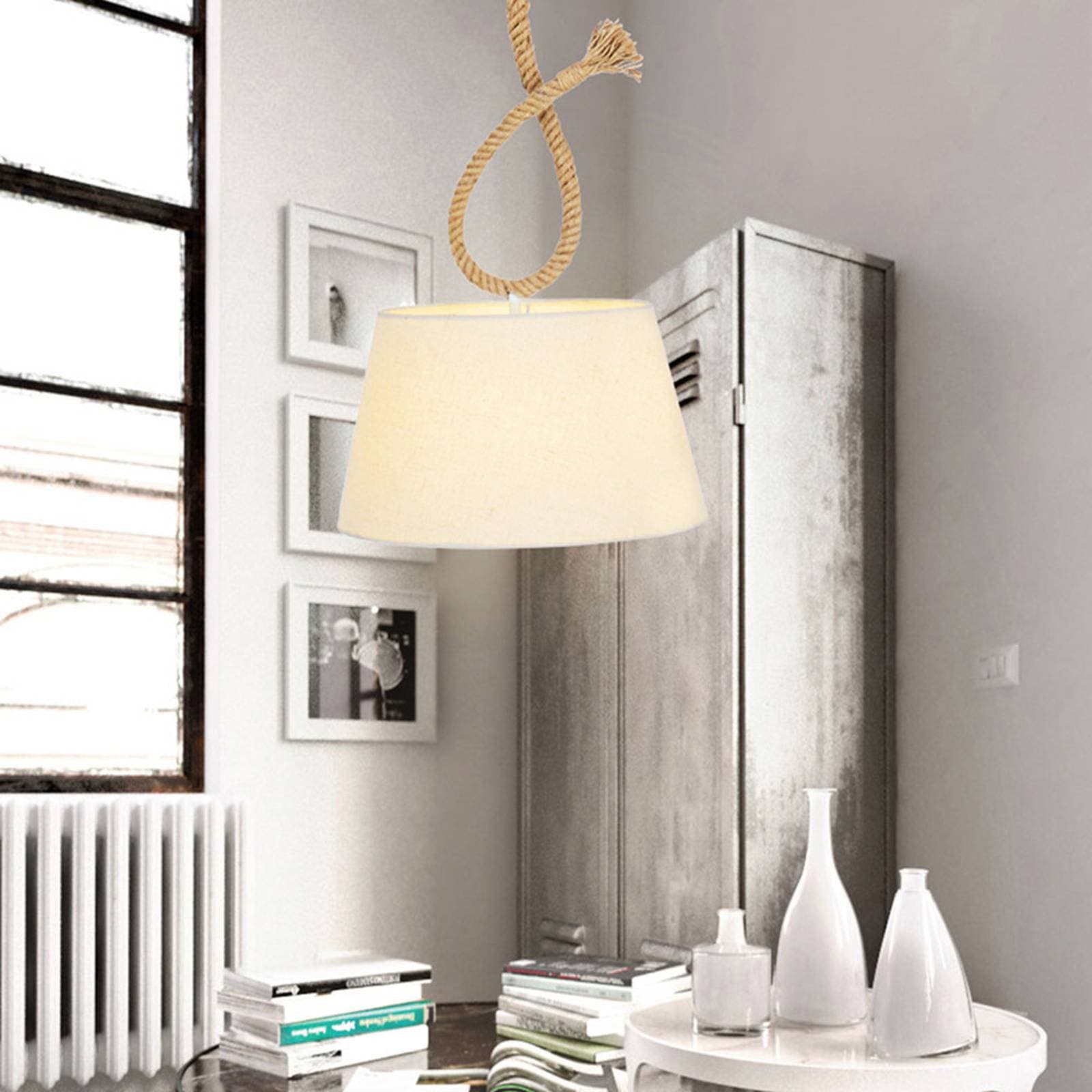Závesná lampa Rope s textilným tienidlom, Ø 35 cm