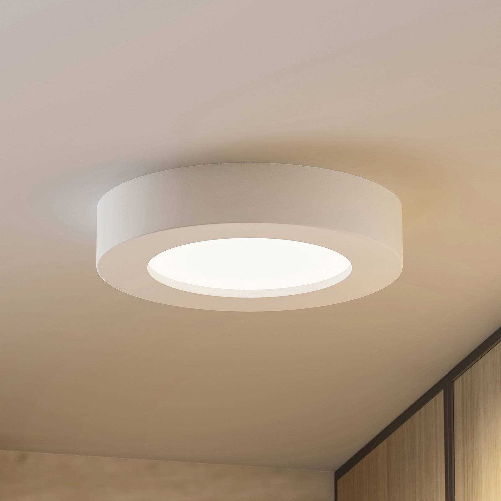 PRIOS stropné LED svetlo Edwina, biele, 18 cm, CCT, IP44