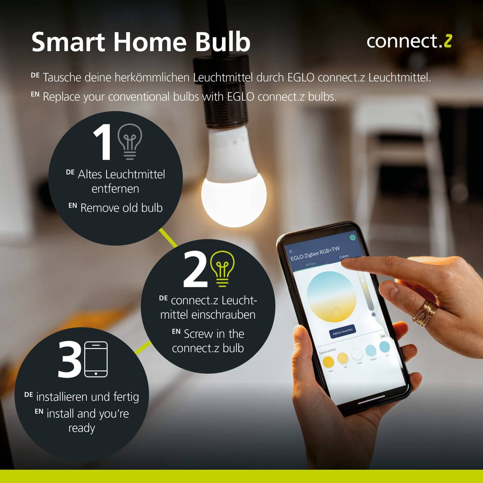 Žiarovka EGLO connect-z E27 ST64 5,5 W 500 lumenov 2200K