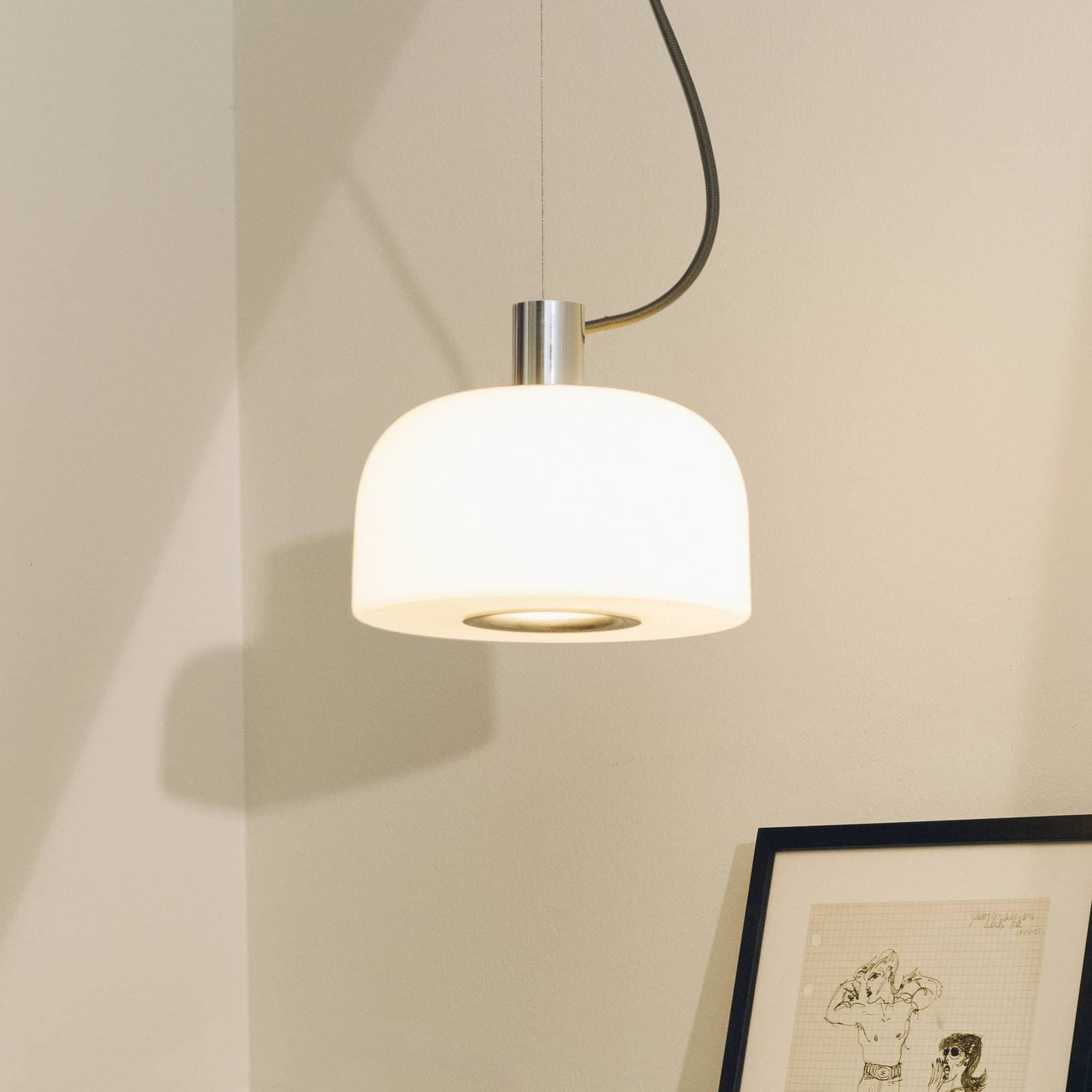 Závesné svietidlo Flos Bellhop Glass S1, farba hliníka, sklo, Ø 33 cm