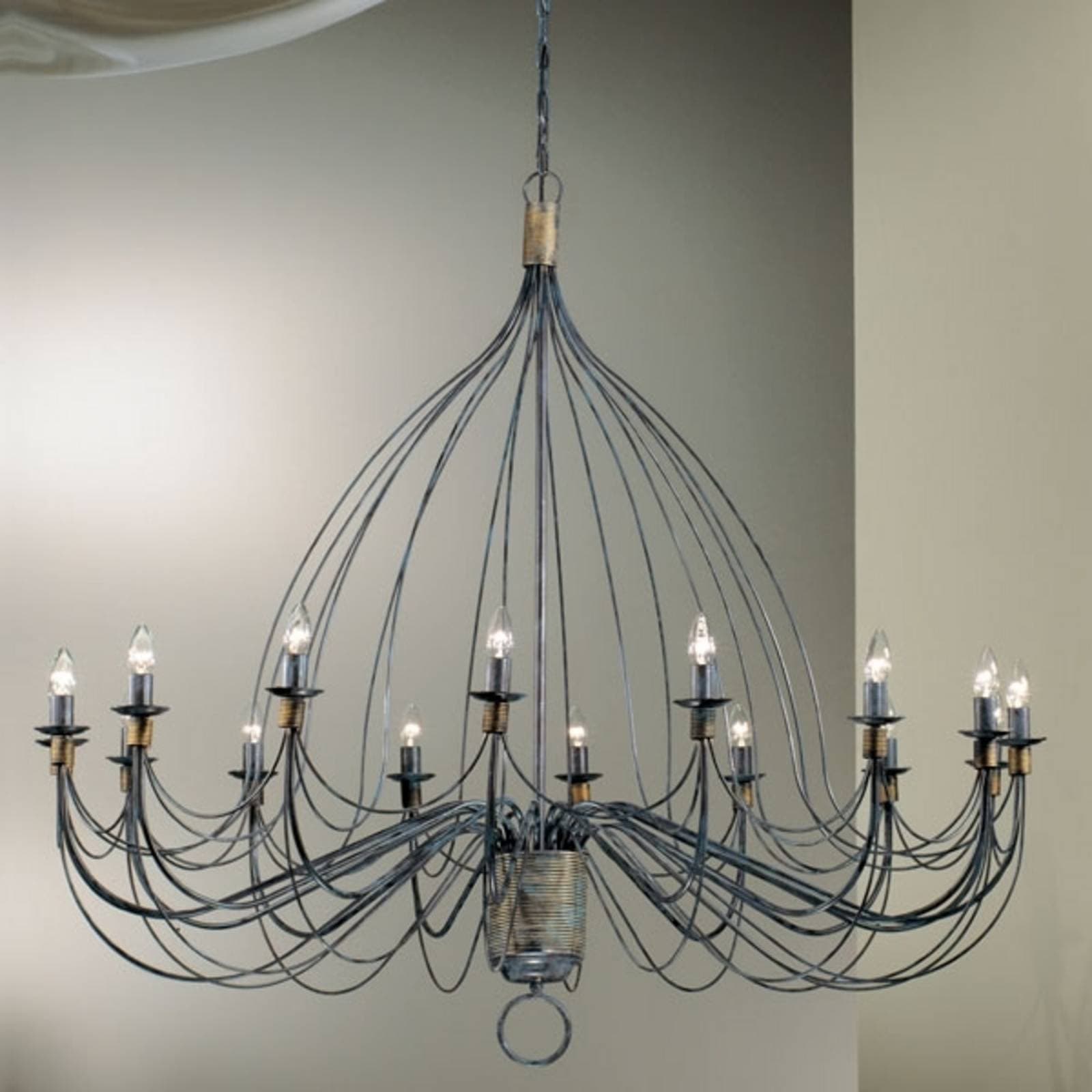 Luster Filo, 16-ramenný, modročierny, kov, Ø 140 cm