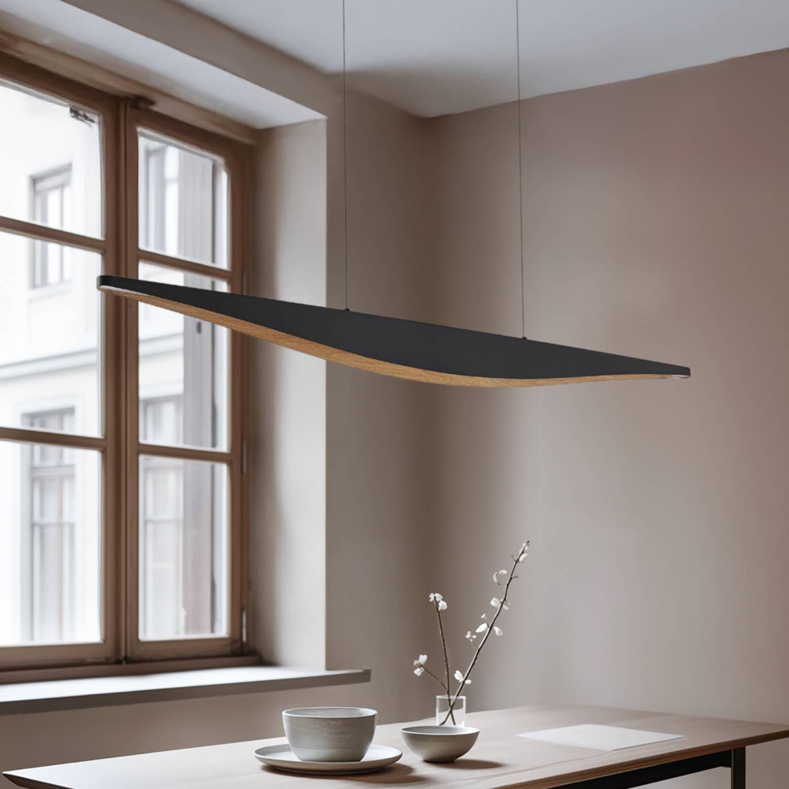 Lucande LED závesné svietidlo Clavit, čierne, 140 cm, stmievateľné
