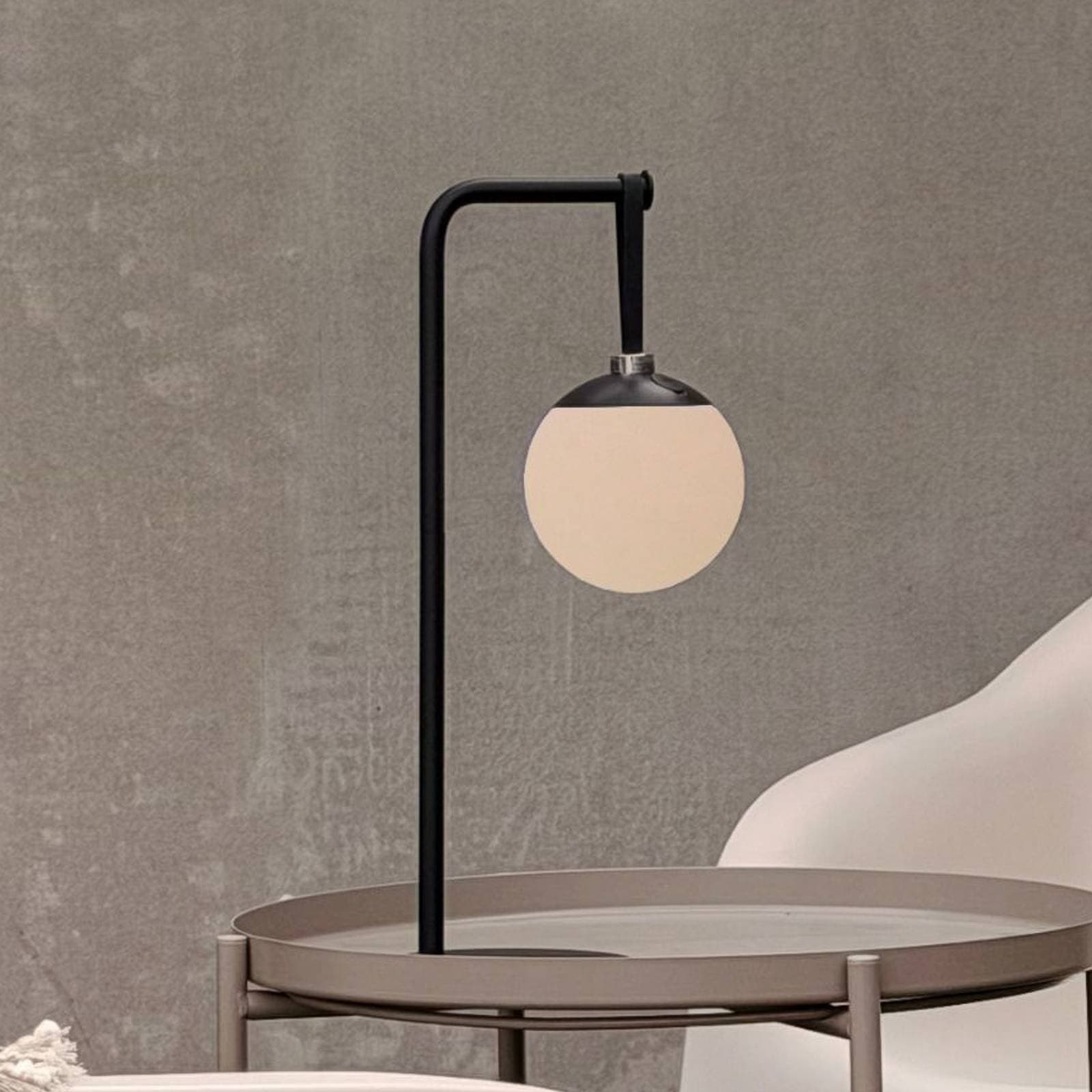 Dyberg Larsen LED dekoratívna lampa na akumulátor Odin, čierna/biela, IP44