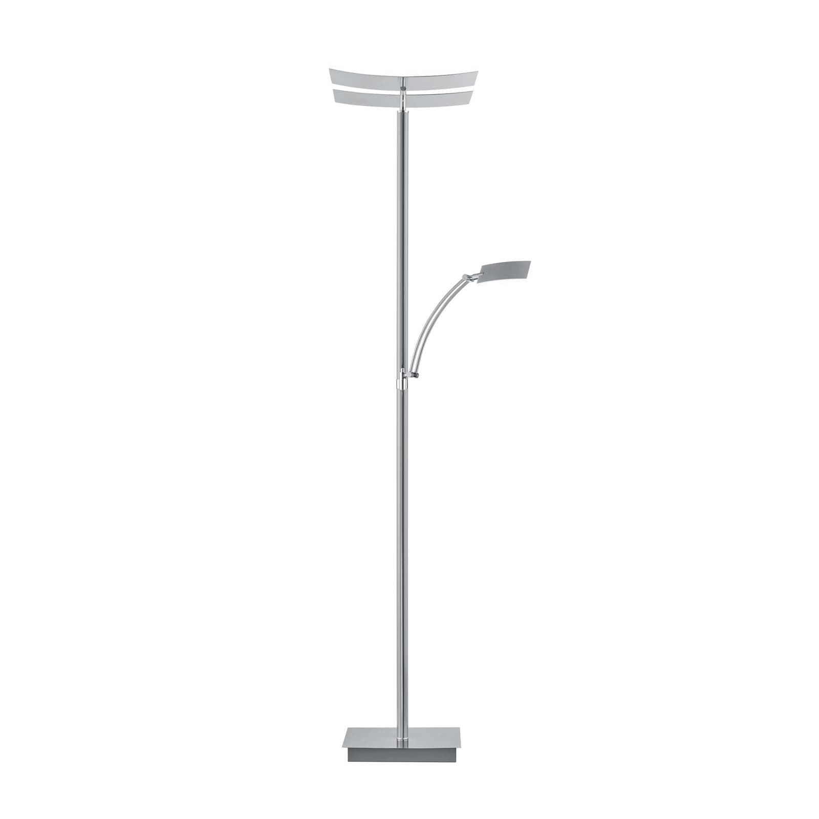 LED stojacia lampa Andy, 3 svetlá, matný nikel, CCT, stmievač