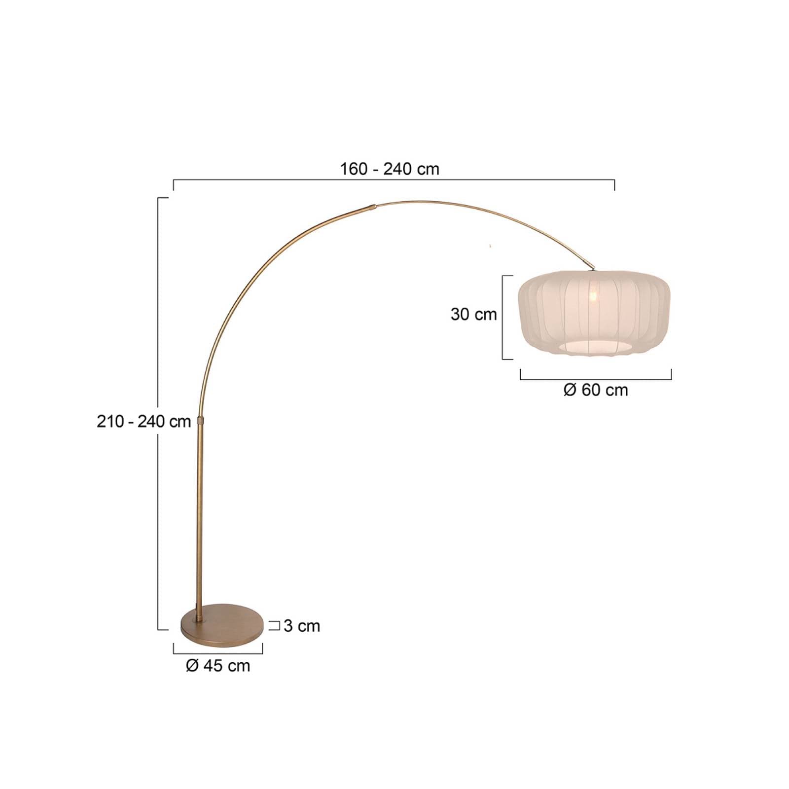 Stojacia lampa Sparkled Light v tvare oblúka, bronzová/krémový nylon, 240 cm