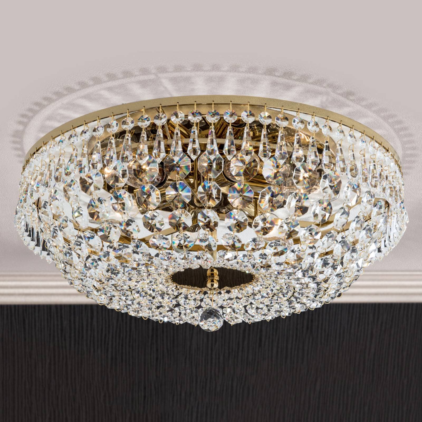 SHERATA – okrúhle stropné svietidlo zlaté 45 cm