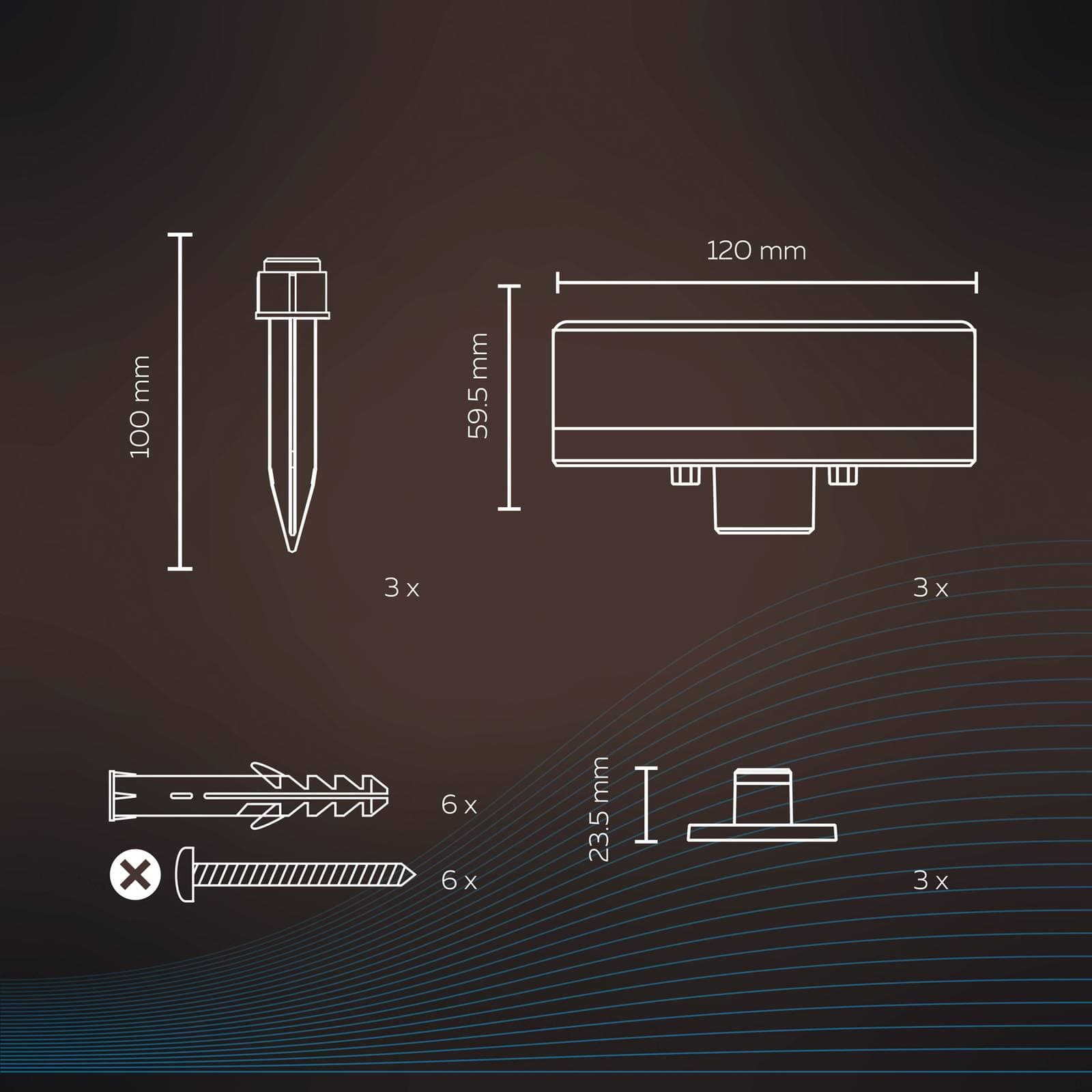 Calex Smart Outdoor Ground Spot, CCT RGB 3 svetlá.