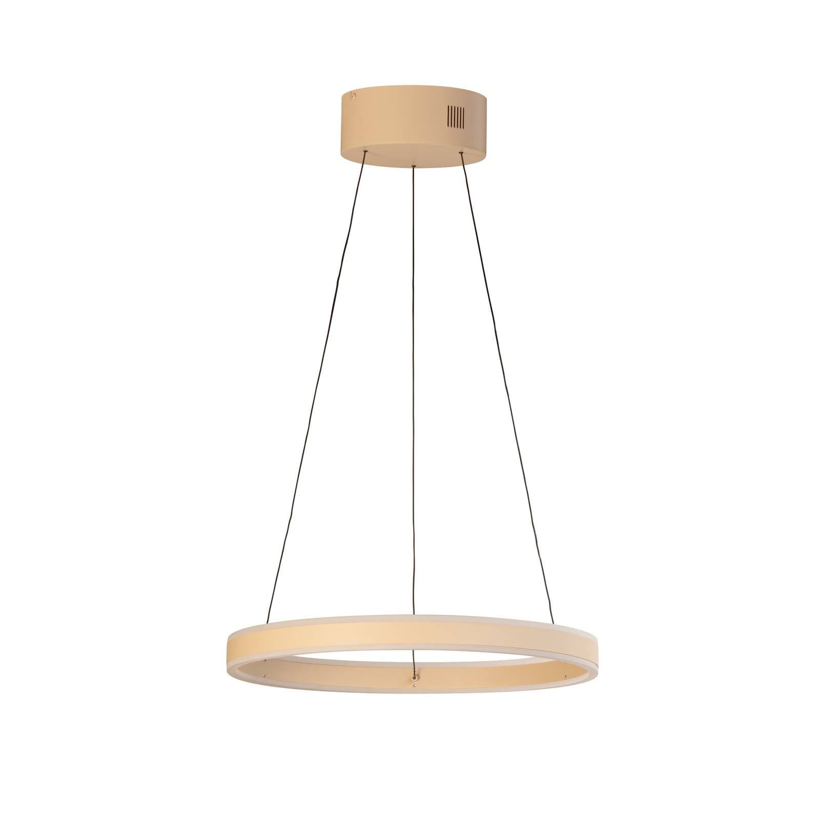 LED závesné svietidlo Silvio, Ø 50 cm, piesková farba, kov, CCT,